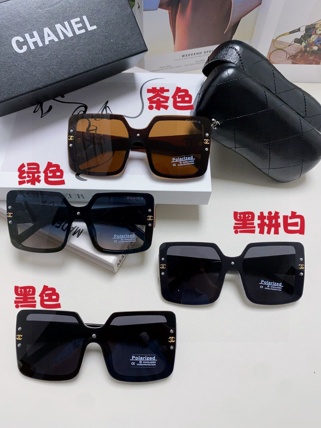 Chanel Polarized Oversized Black Lens Sunglasses for Women - detail image 9