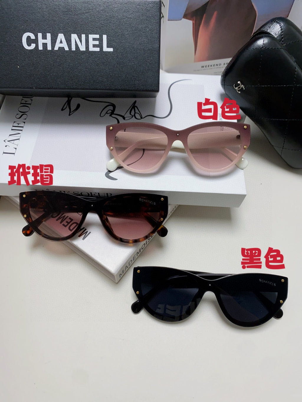 Chanel Round Red Lens Sunglasses for Women - detail image 9