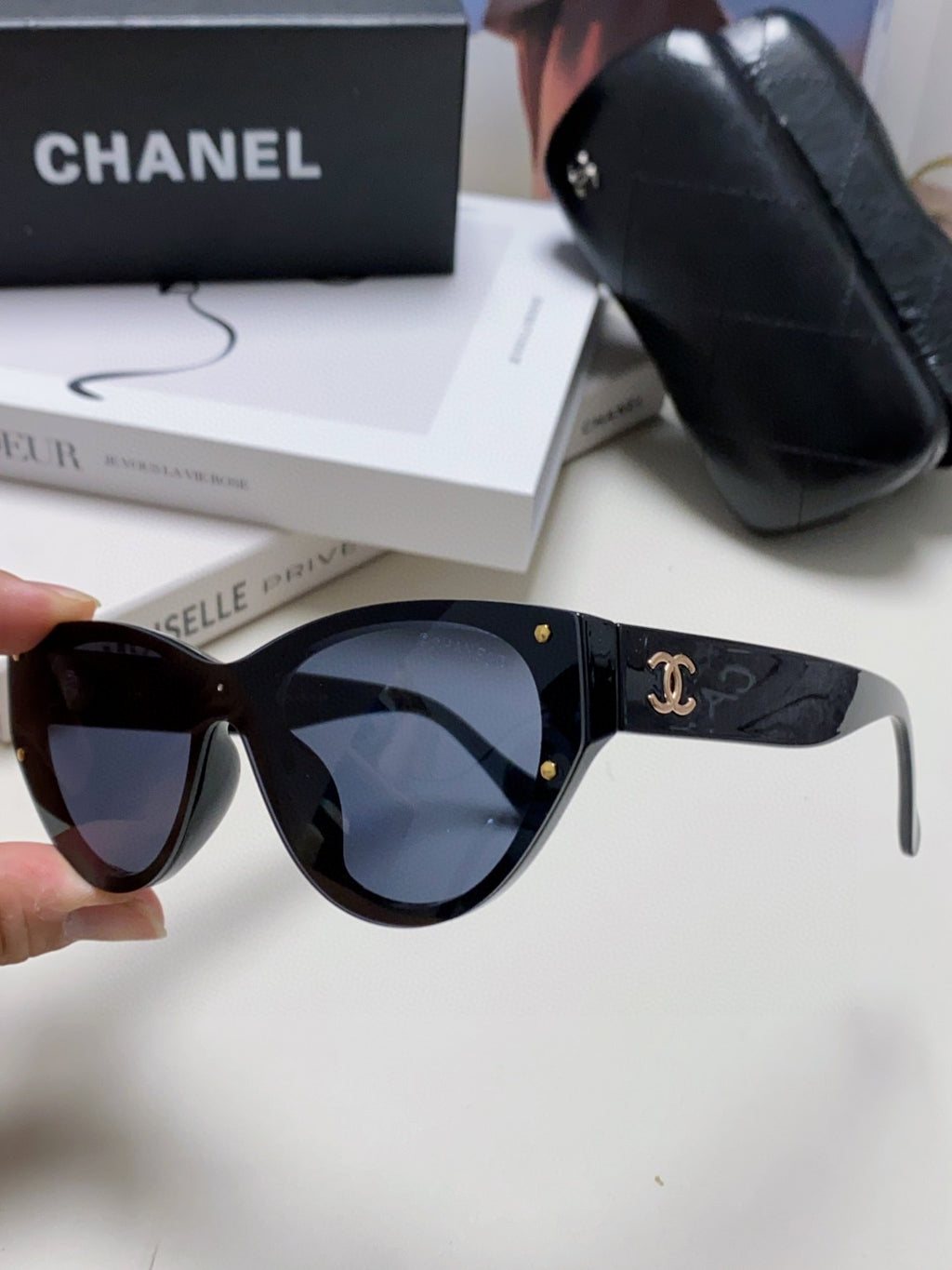 Chanel Round Blue Lens Sunglasses for Women - detail image 5