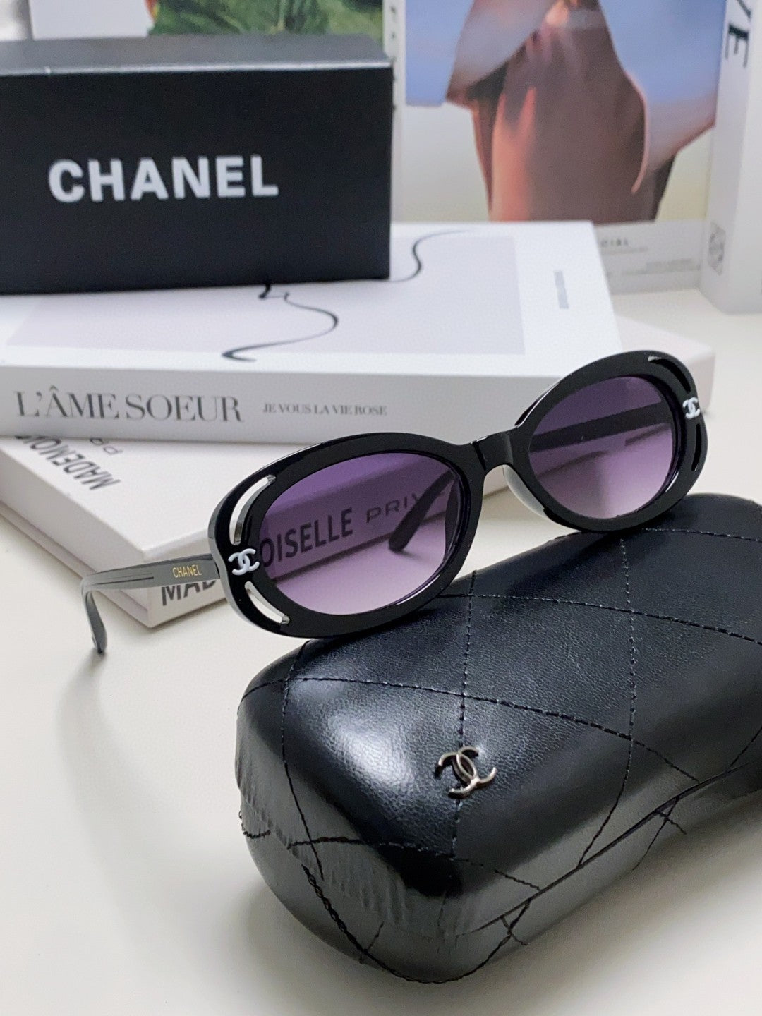 Chanel Cat-Eye Silver Lens Sunglasses for Men & Women - 448925 - detail image 7