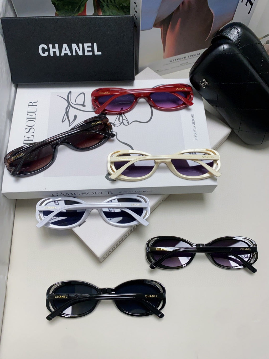 Chanel Cat-Eye Blue Lens Sunglasses for Men & Women - detail image 8