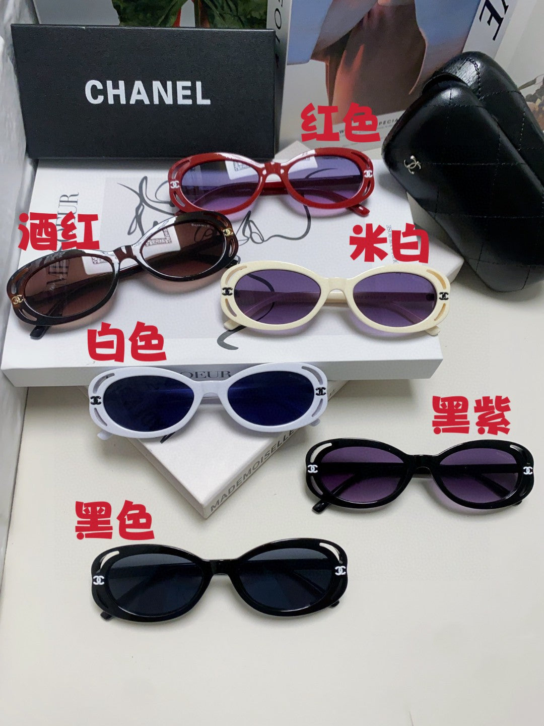Chanel Cat-Eye Blue Lens Sunglasses for Men & Women - detail image 9