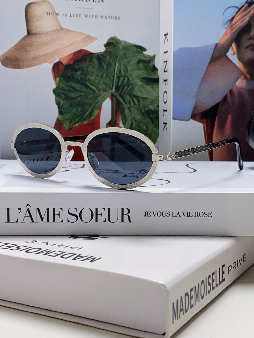 Chanel Metal Oval Black Lens Sunglasses for Women - 448929 - detail image 2