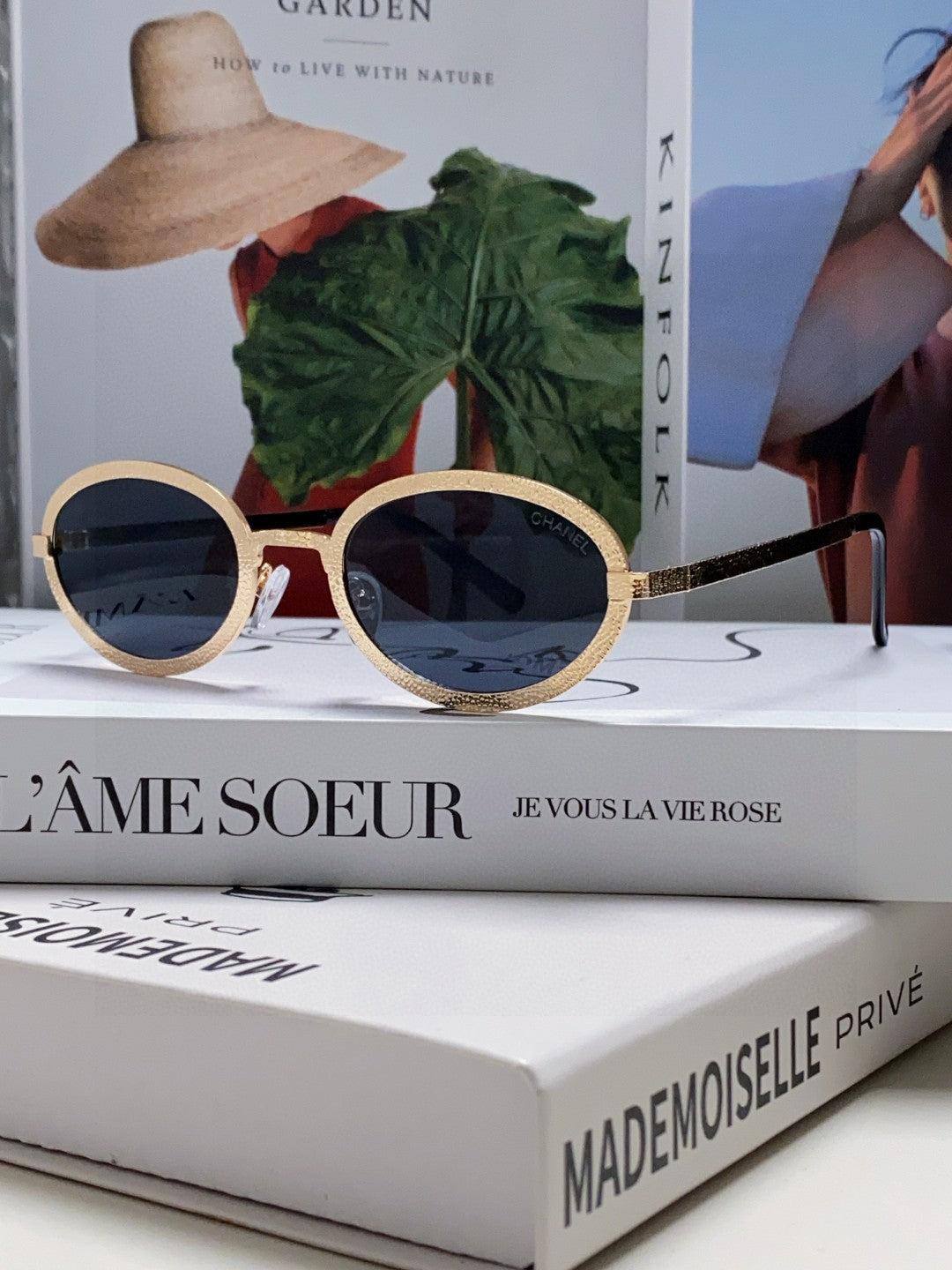 Chanel Metal Oval Black Lens Sunglasses for Women - detail image 2
