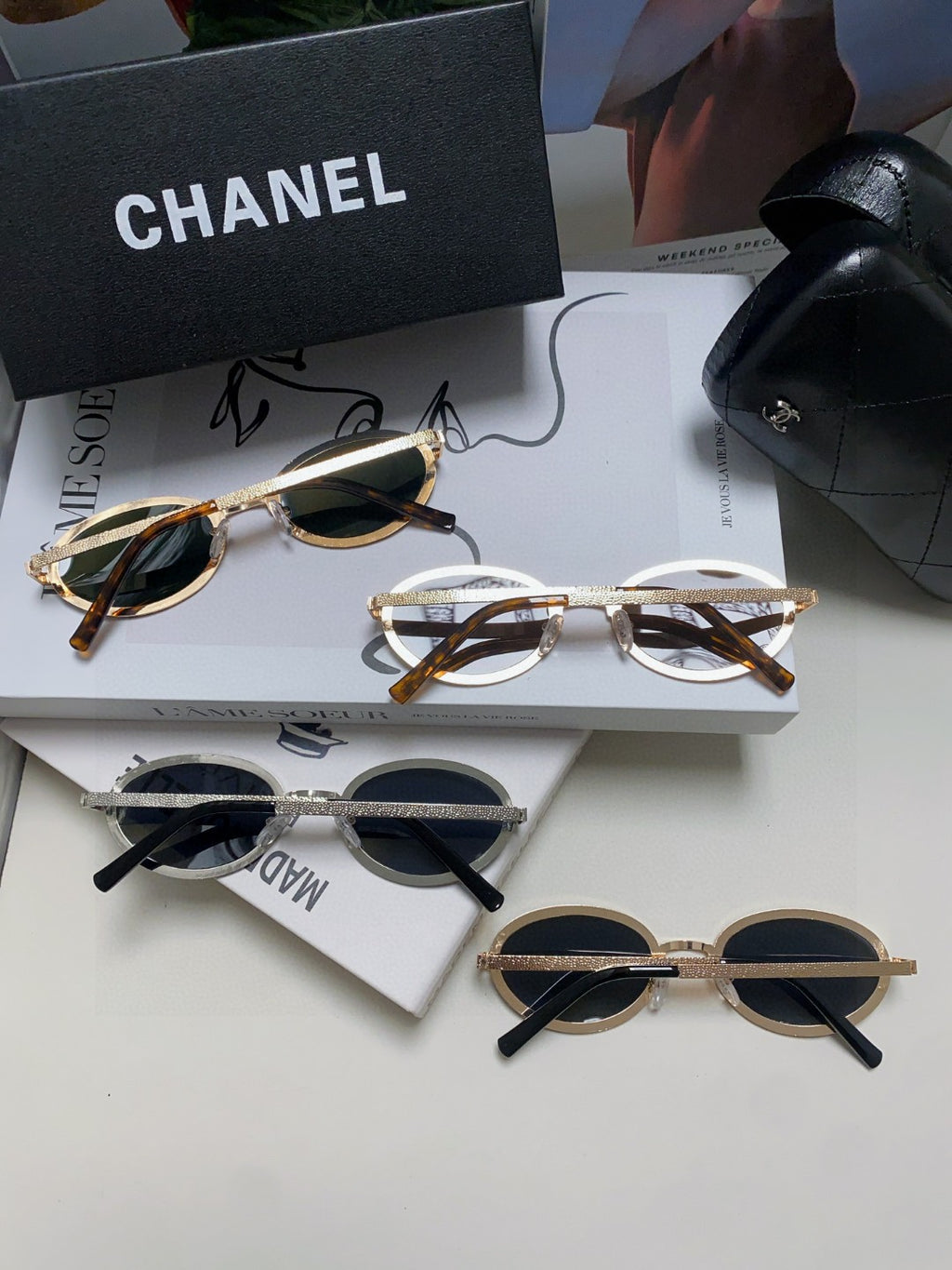 Chanel Metal Oval Black Lens Sunglasses for Women - detail image 10