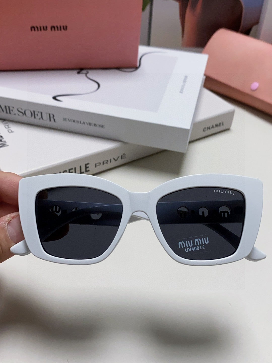 Miu Miu Cat-Eye Blue Lens Sunglasses for Women - 466053 - detail image 3