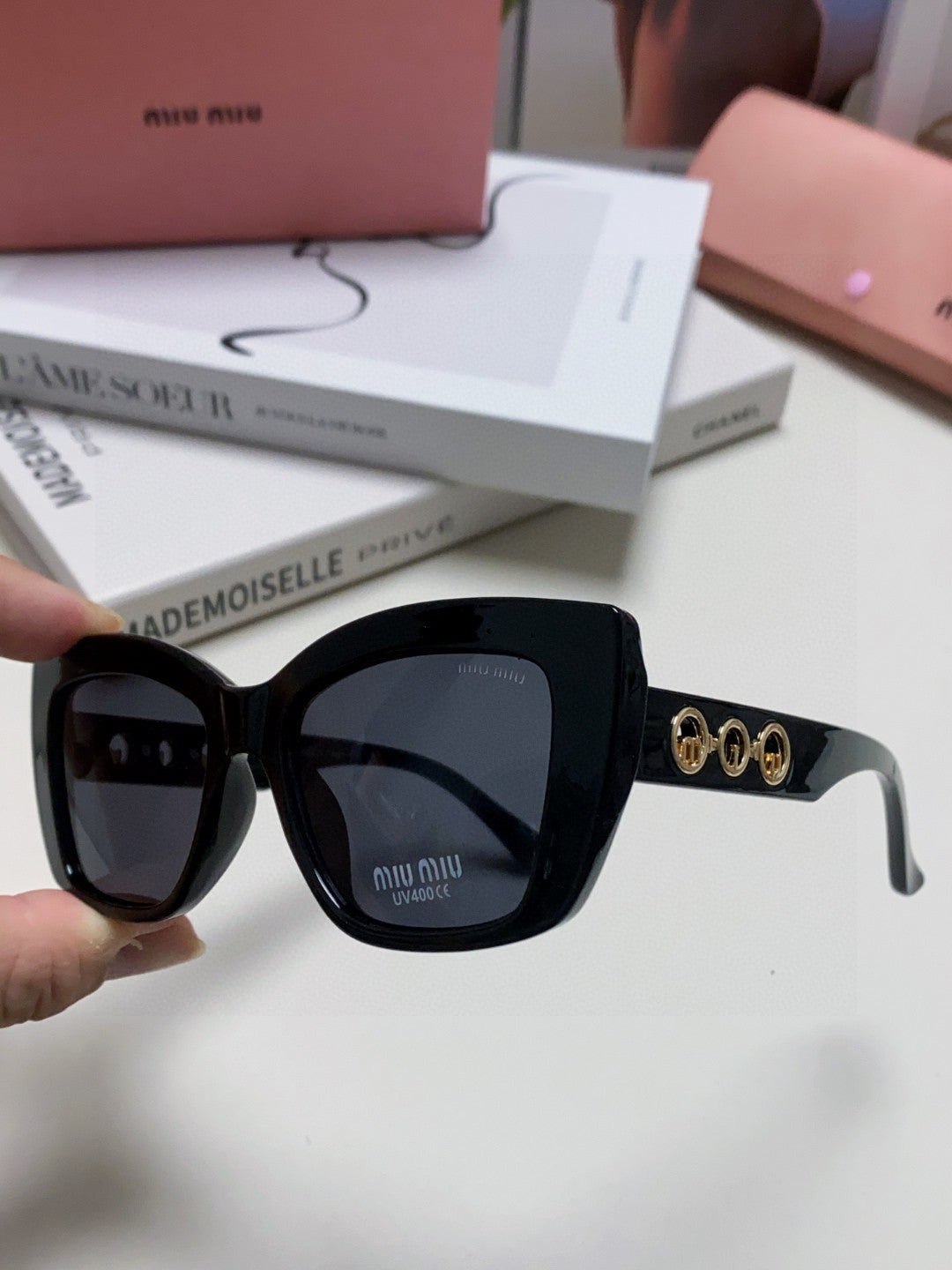 Miu Miu Cat-Eye Gray Lens Sunglasses for Women - 466054 - detail image 4