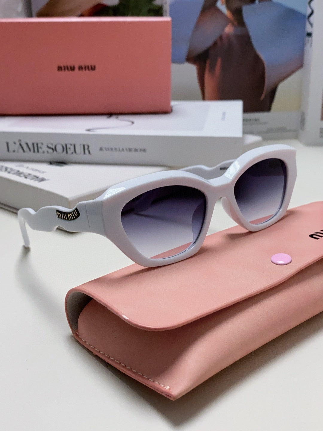 Miu Miu Cat-Eye Gray Lens Sunglasses for Women - 466056 - detail image 5