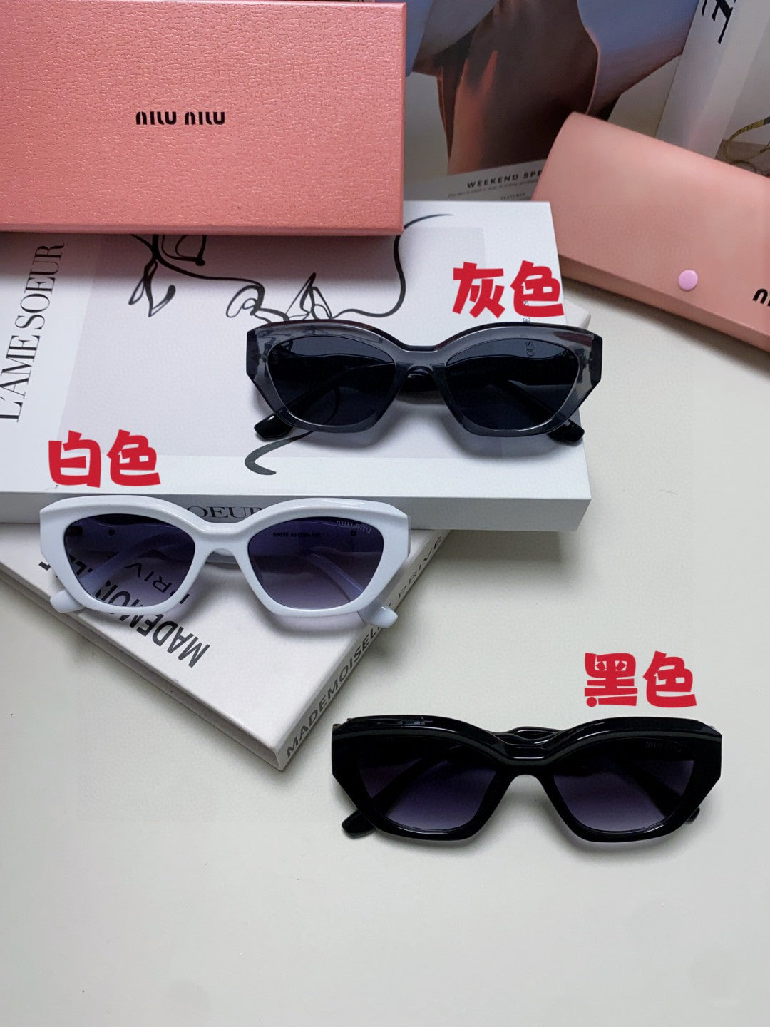 Miu Miu Cat-Eye Gray Lens Sunglasses for Women - 466056 - detail image 7