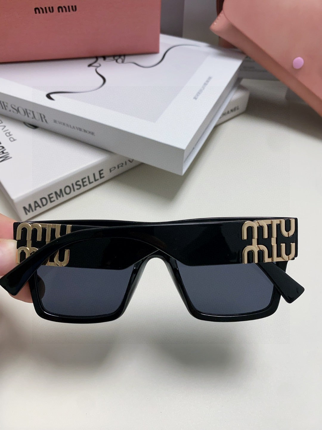 Miu Miu Square Black Lens Sunglasses for Women - detail image 6
