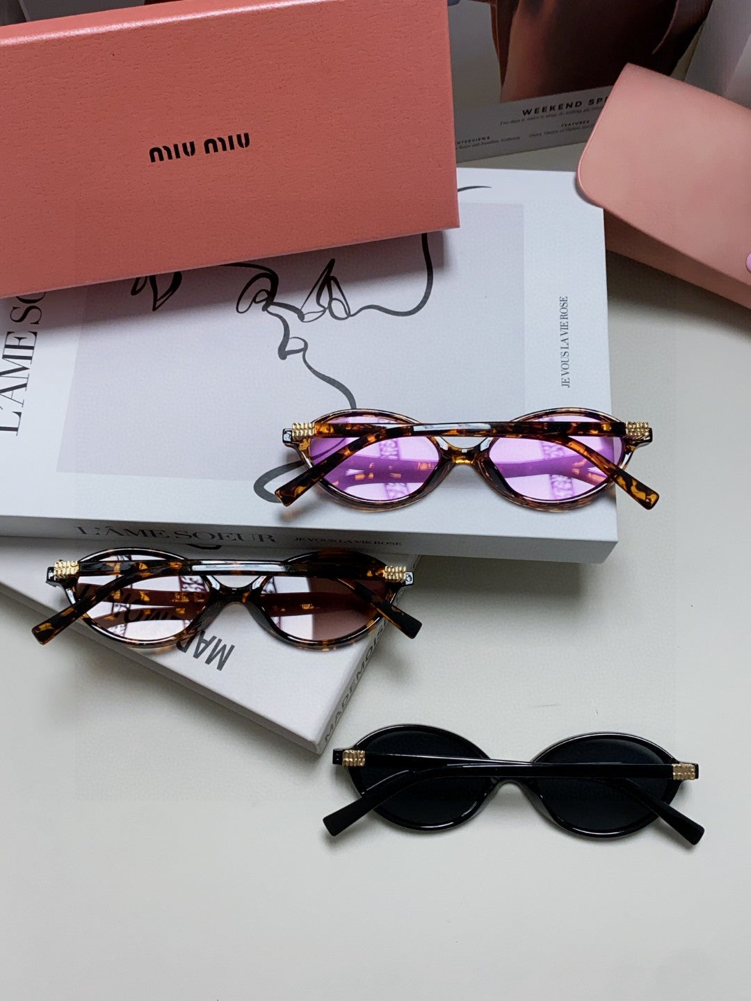 Miu Miu Round Purple Lens Sunglasses for Men & Women - detail image 8