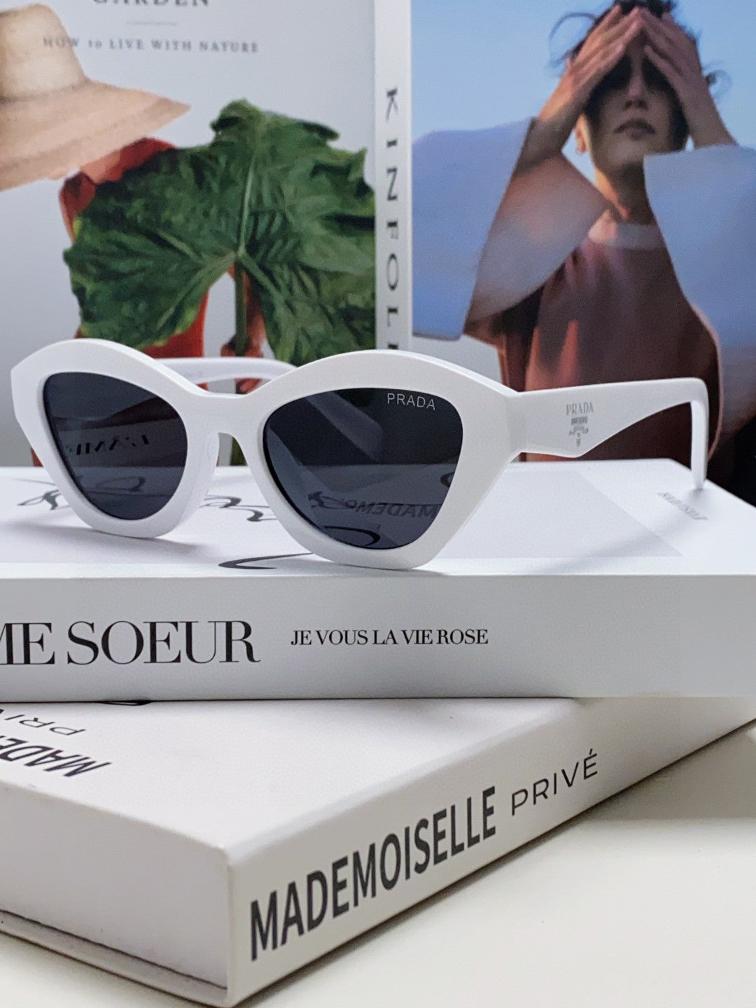 Prada Acetate Cat-Eye Black Lens Sunglasses for Men & Women - 465680 - detail image 2