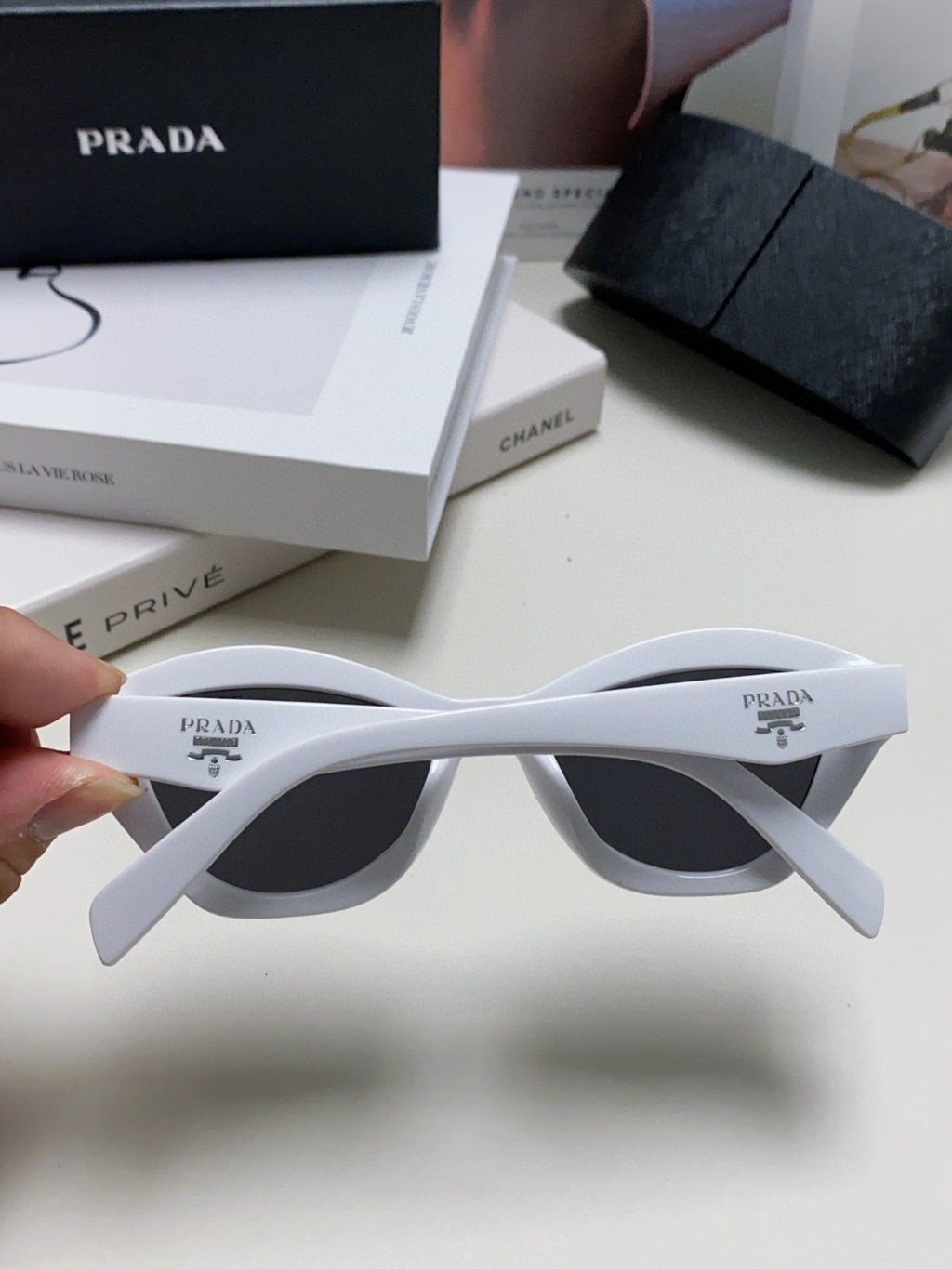 Prada Acetate Cat-Eye Black Lens Sunglasses for Men & Women - 465680 - detail image 6