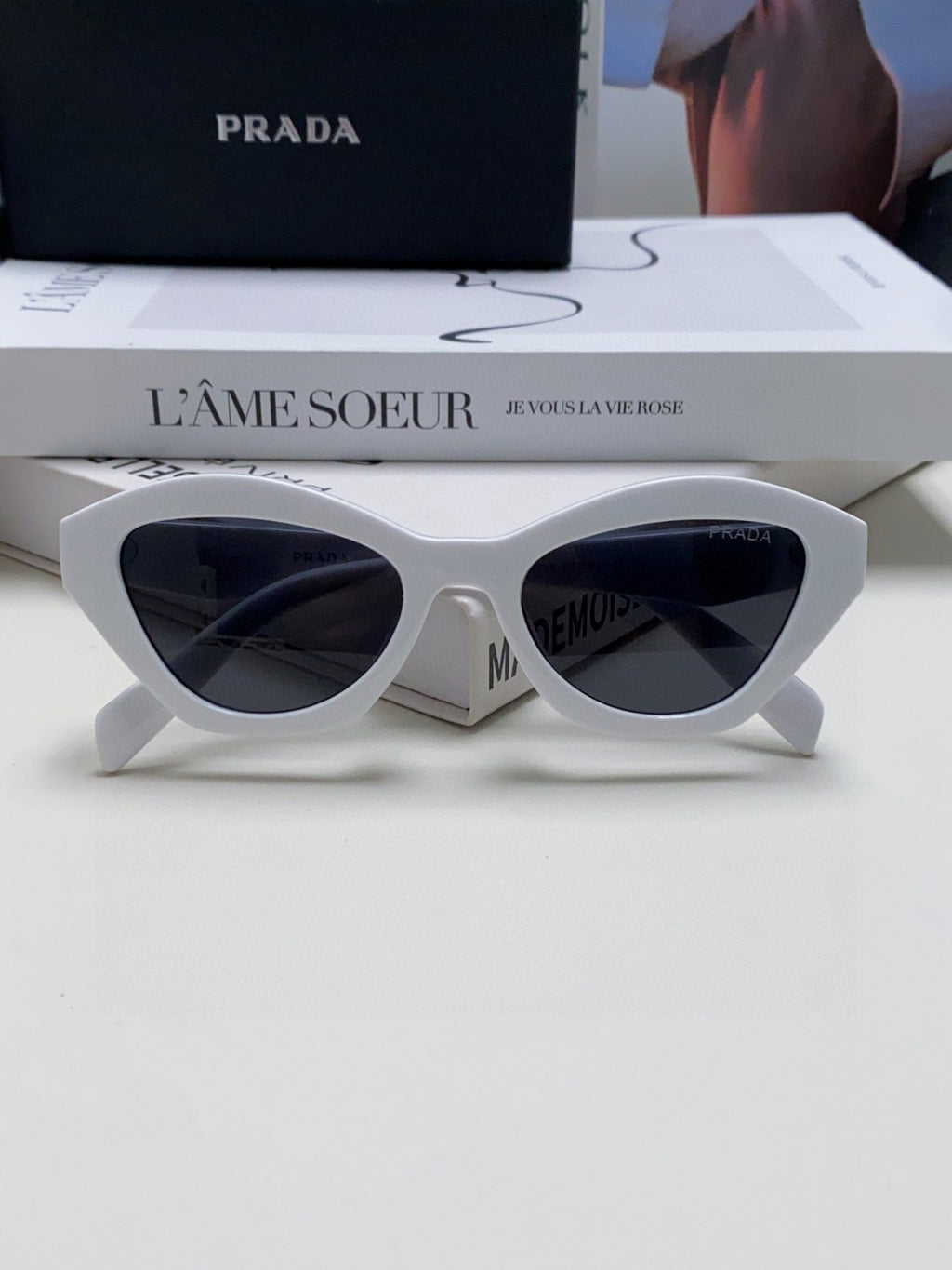 Prada Acetate Cat-Eye Black Lens Sunglasses for Men & Women - 465680 - detail image 8
