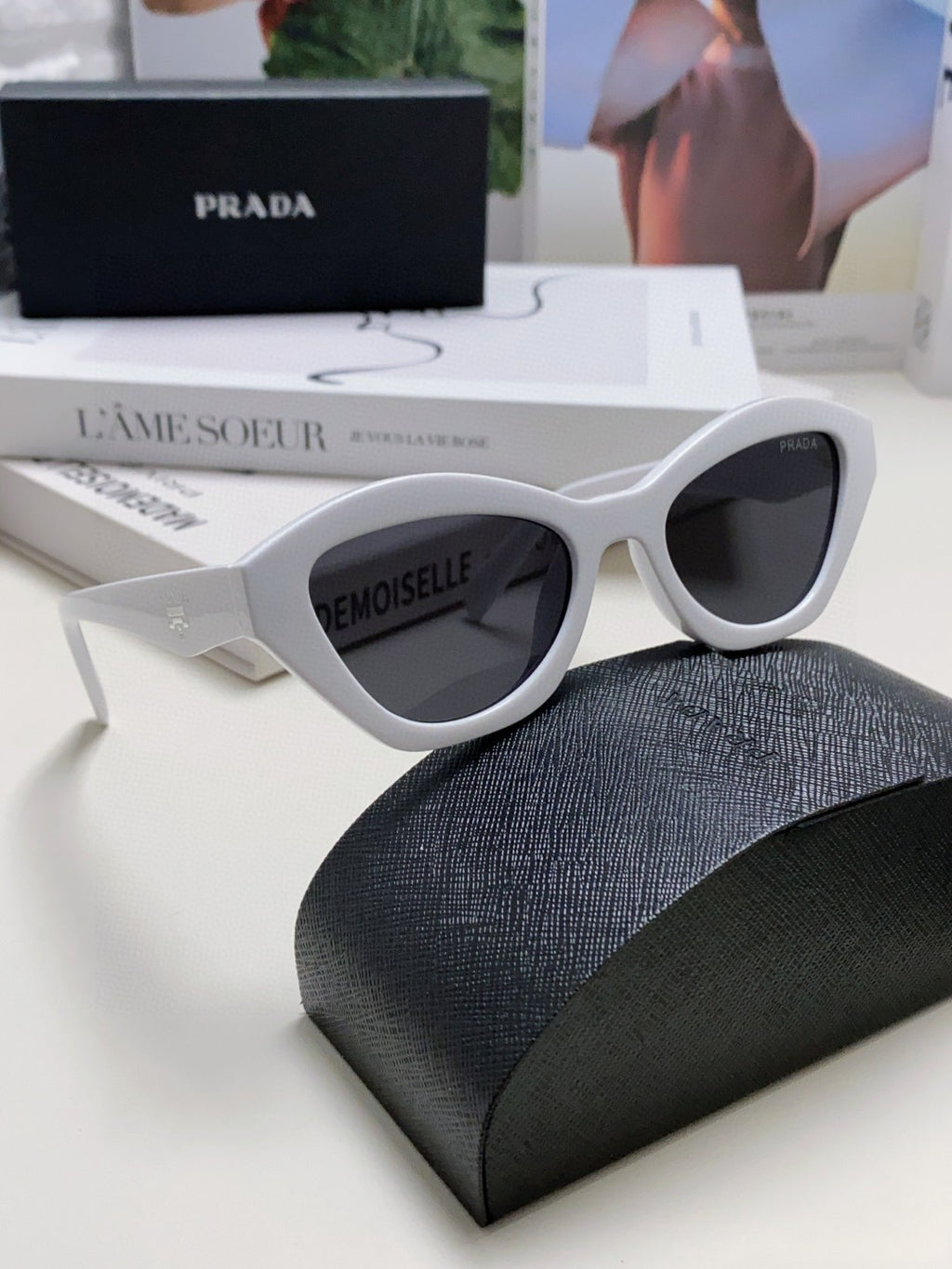 Prada Acetate Cat-Eye Black Lens Sunglasses for Men & Women - 465680 - detail image 9