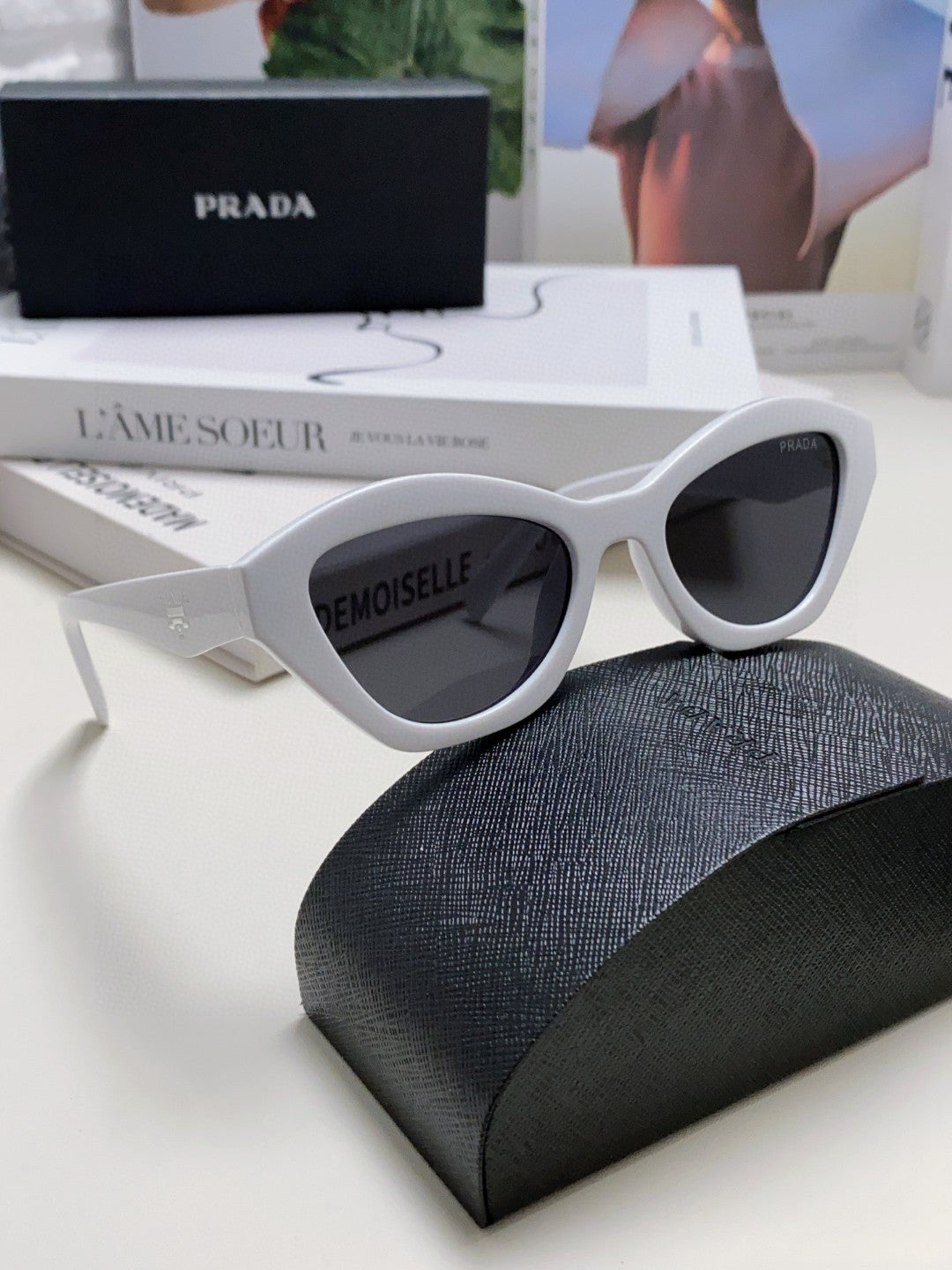 Prada Acetate Cat-Eye Black Lens Sunglasses for Men & Women - 465680 - detail image 9