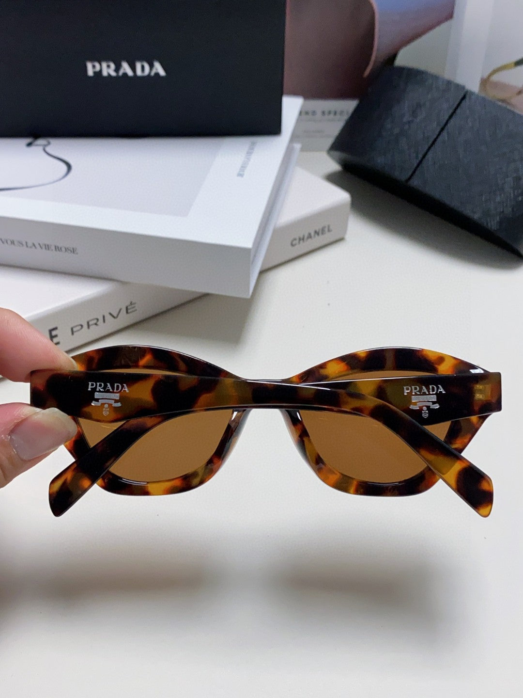 Prada Acetate Cat-Eye Brown Lens Sunglasses for Men & Women - detail image 4