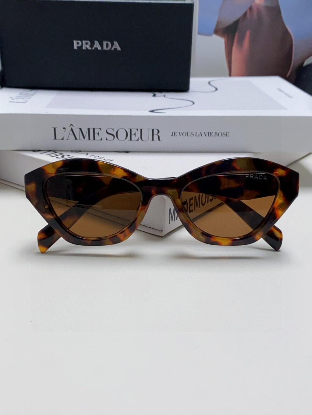 Prada Acetate Cat-Eye Brown Lens Sunglasses for Men & Women - detail image 6