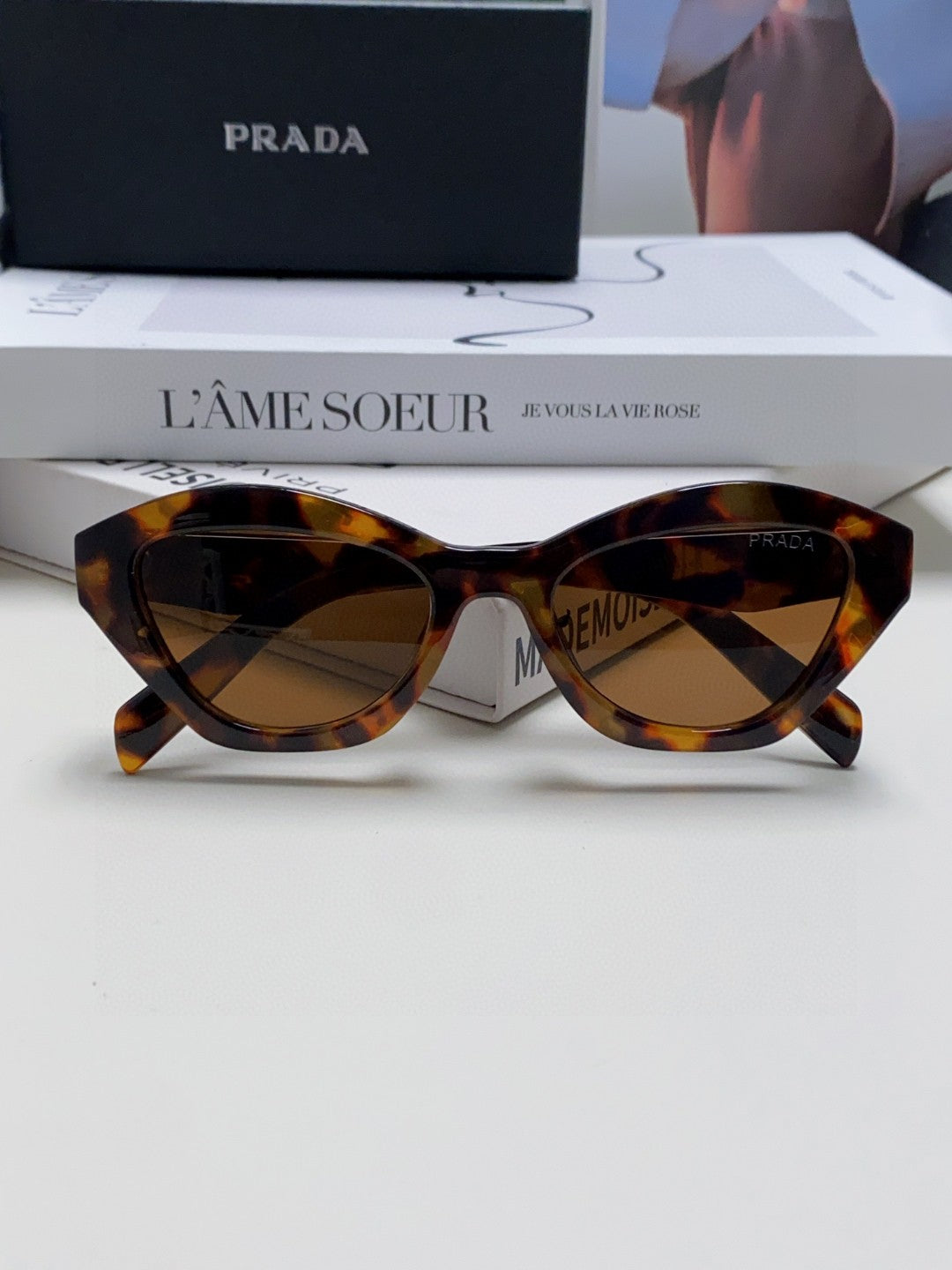 Prada Acetate Cat-Eye Brown Lens Sunglasses for Men & Women - detail image 6