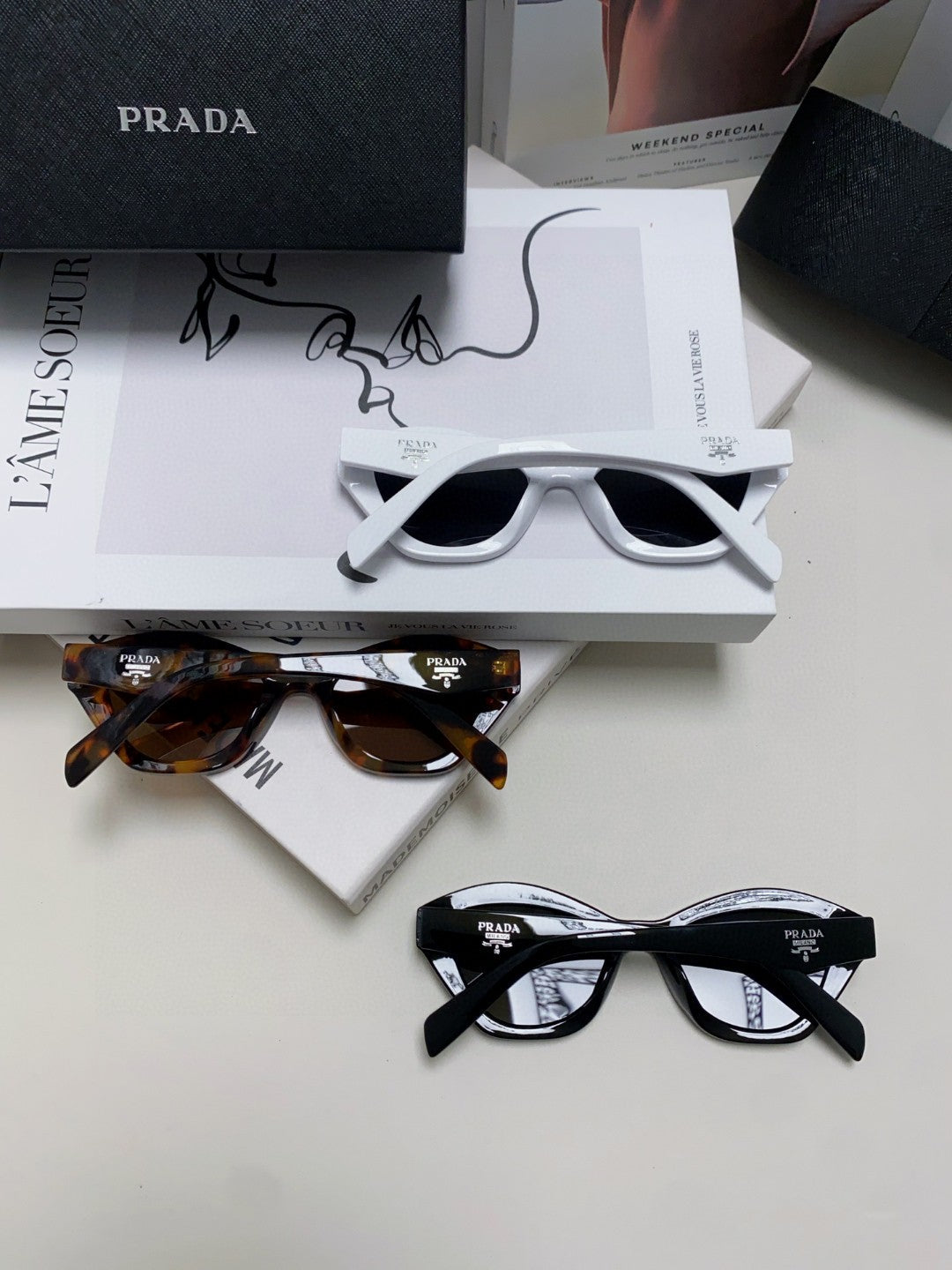 Prada Acetate Cat-Eye Brown Lens Sunglasses for Men & Women - detail image 8