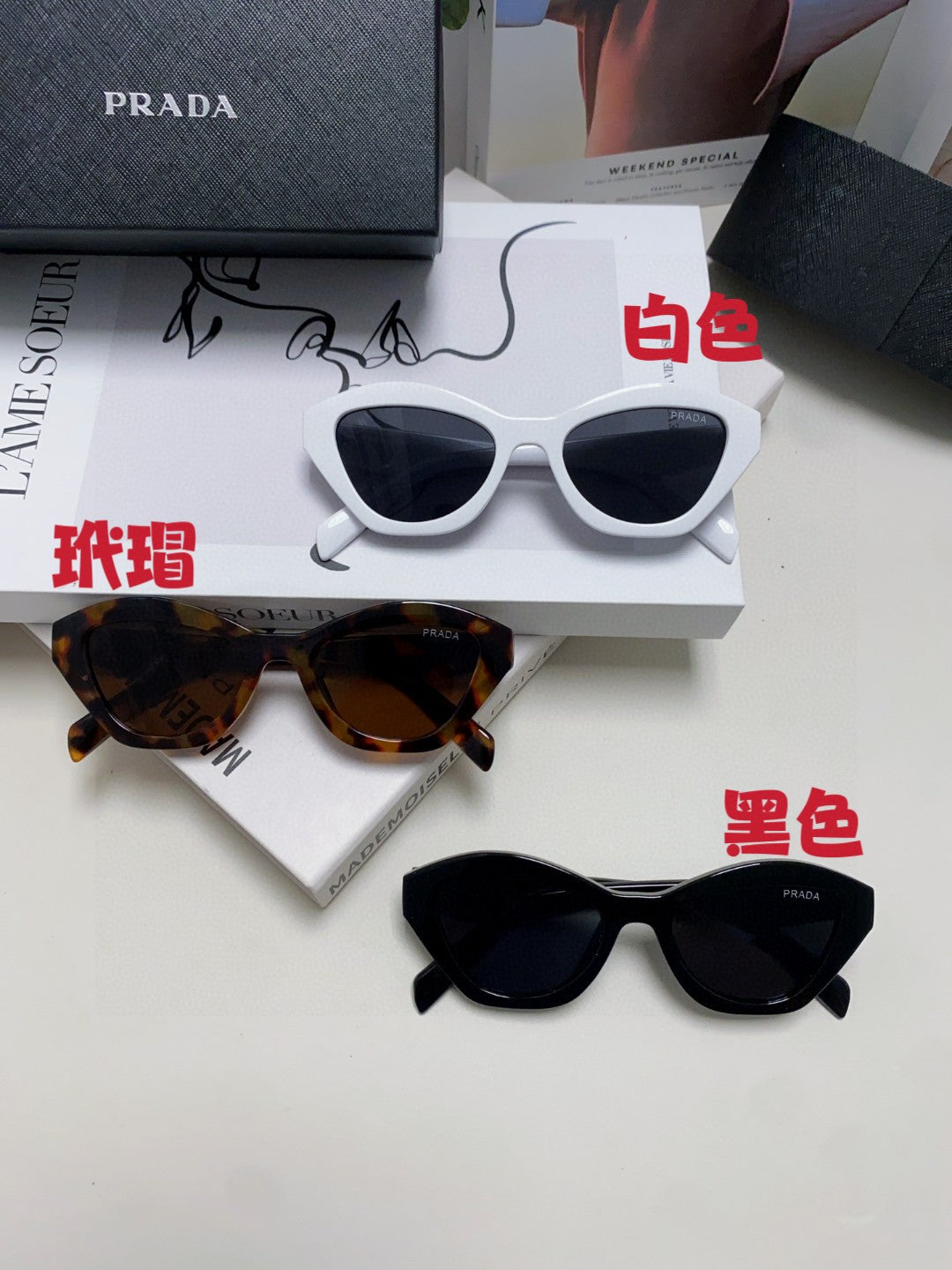 Prada Acetate Cat-Eye Brown Lens Sunglasses for Men & Women - detail image 9