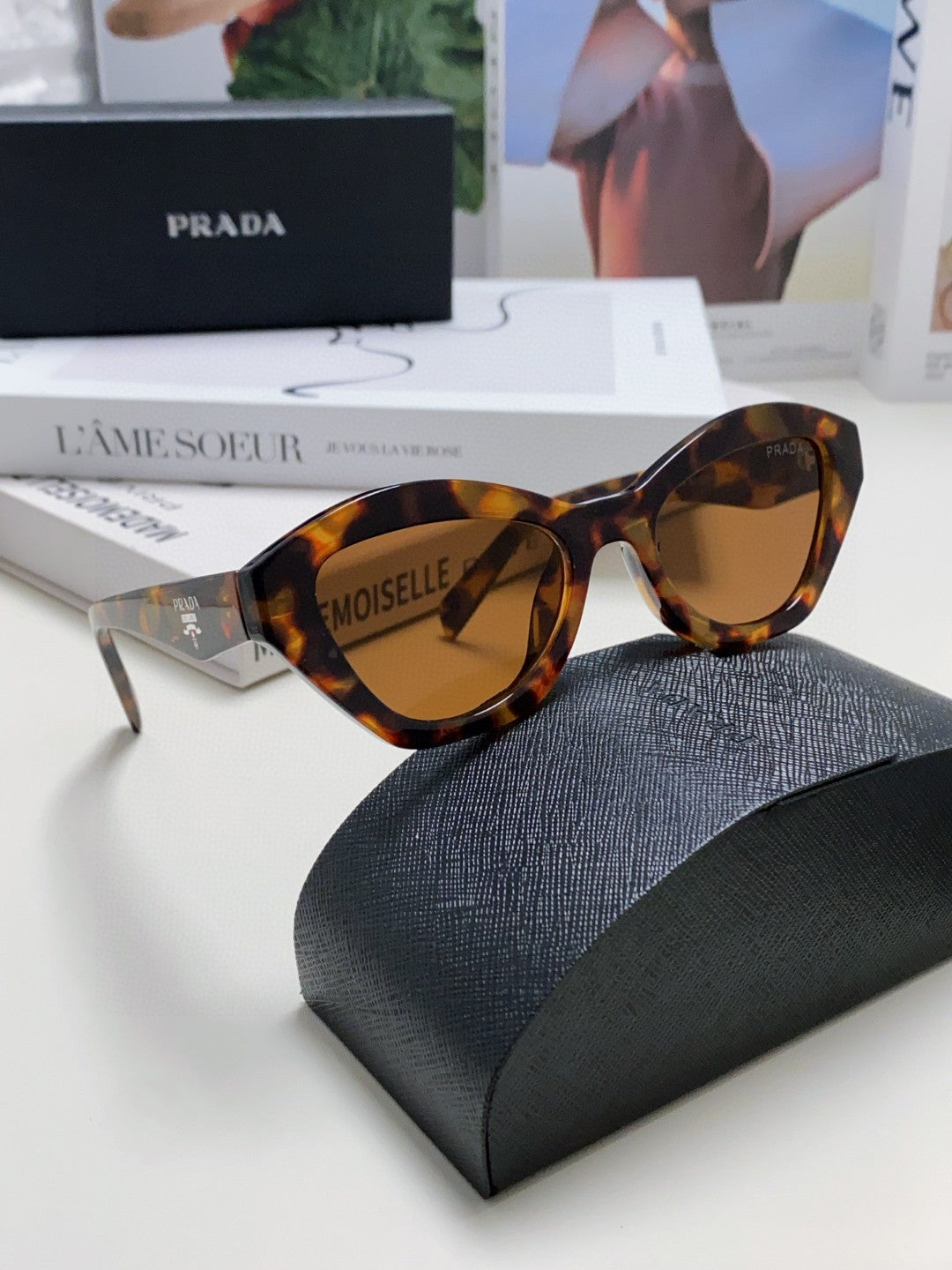 Prada Acetate Cat-Eye Brown Lens Sunglasses for Men & Women - detail image 7