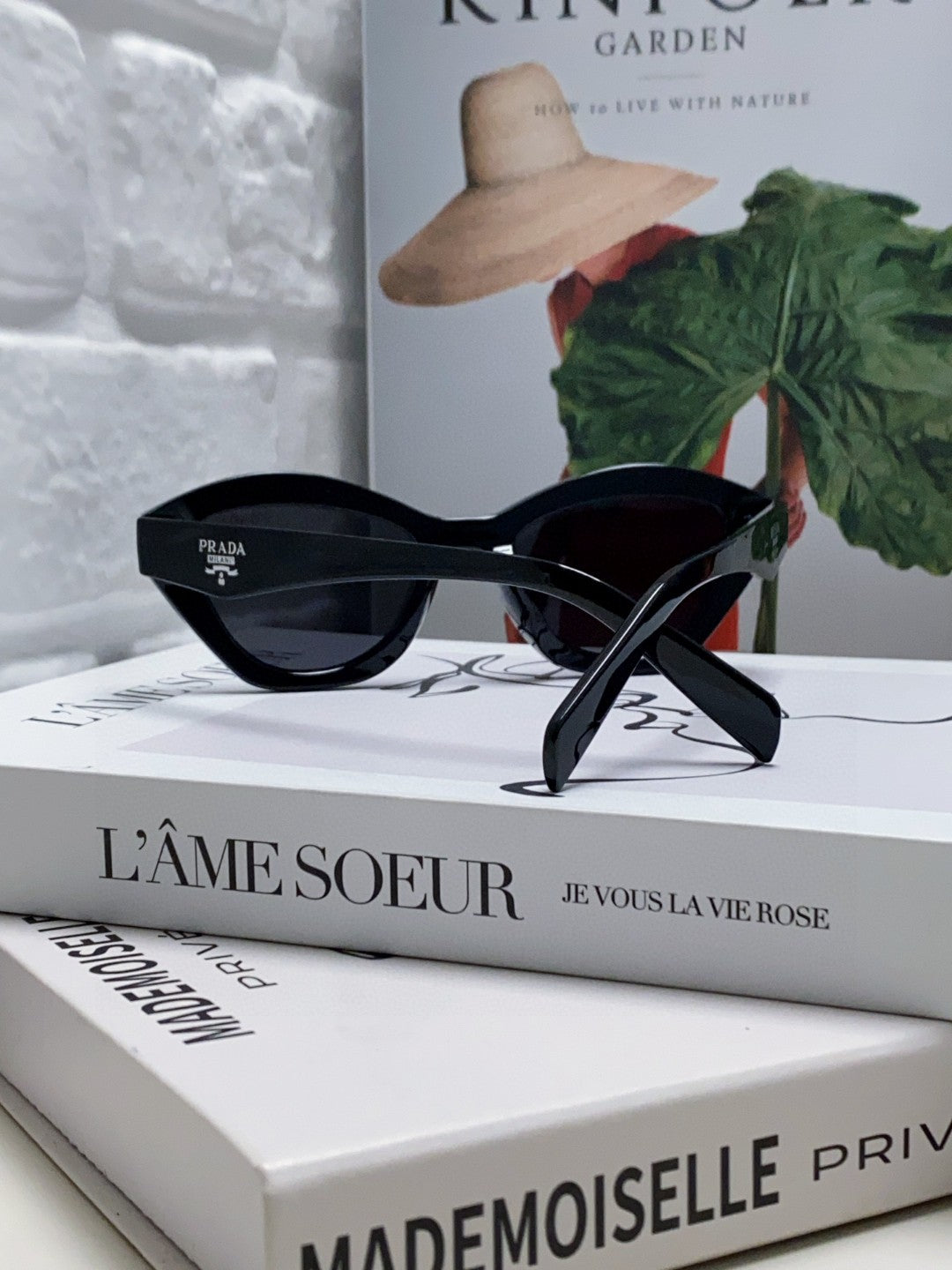 Prada Acetate Cat-Eye Black Lens Sunglasses for Men & Women - detail image 4