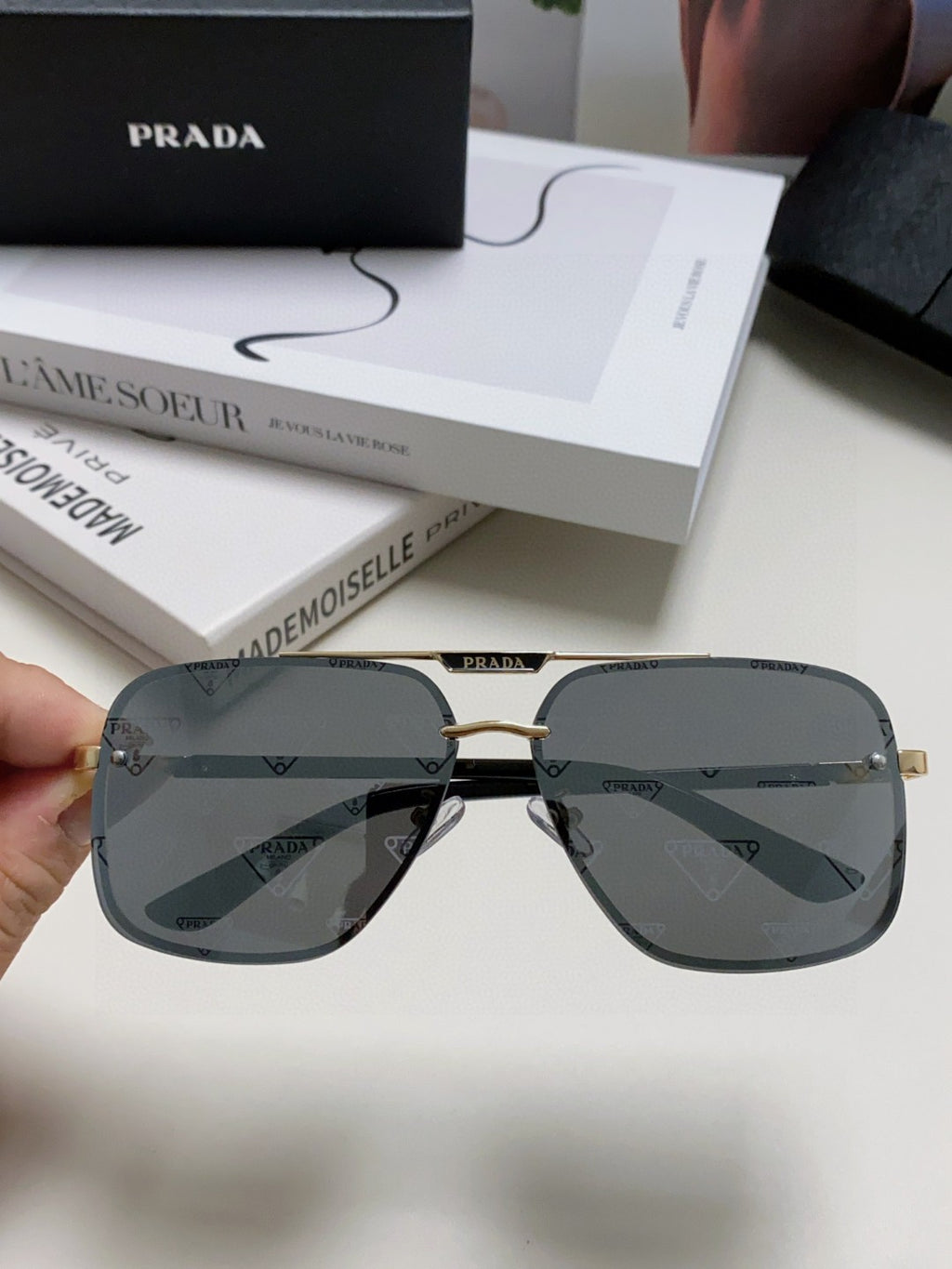 Prada Polarized Square Gray Lens Sunglasses for Men & Women - 465686 - detail image 3