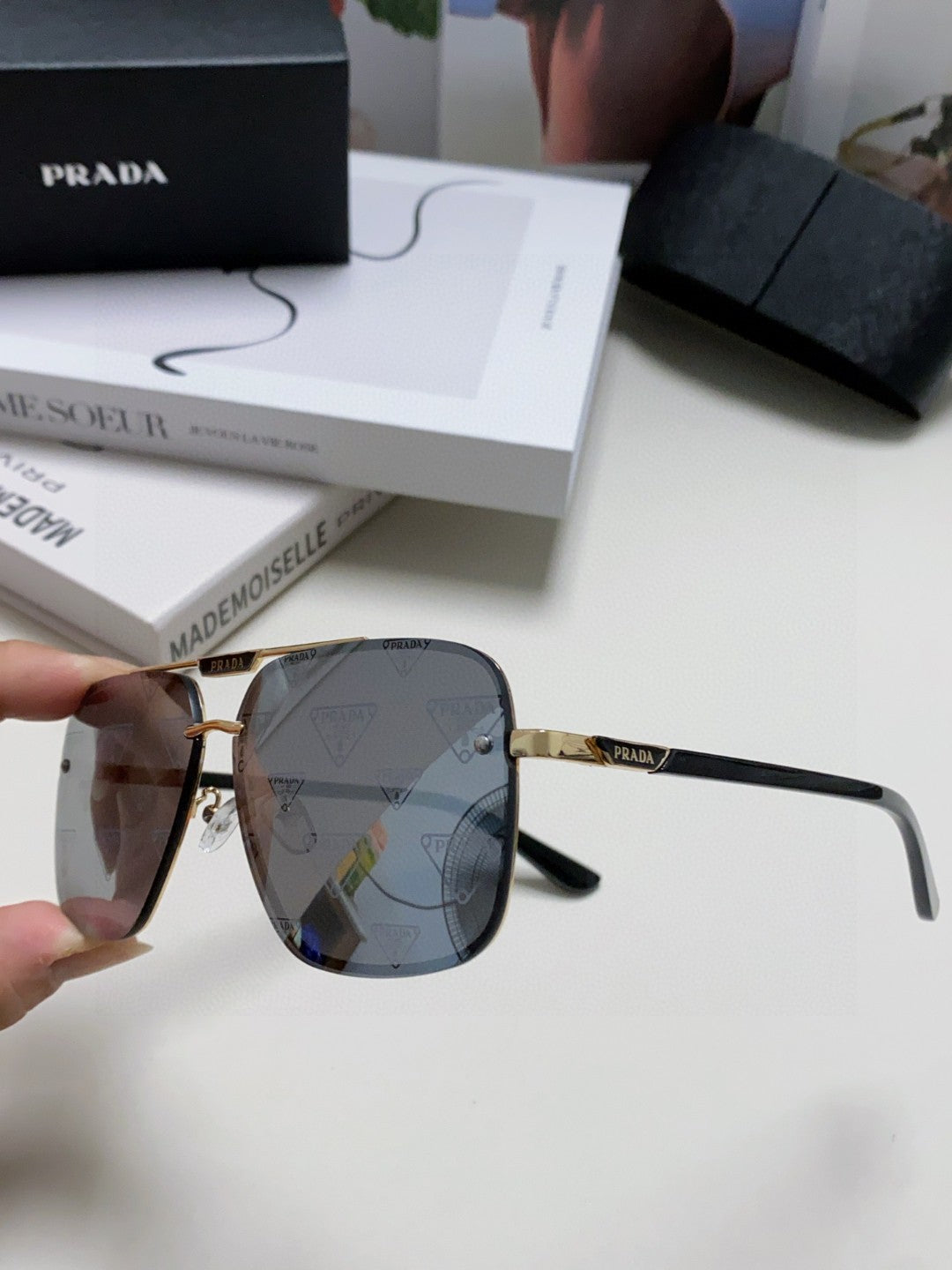 Prada Polarized Square Gray Lens Sunglasses for Men & Women - 465686 - detail image 5
