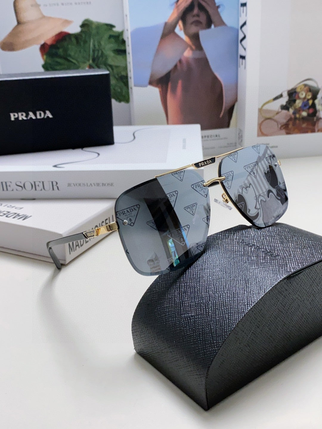 Prada Polarized Square Gray Lens Sunglasses for Men & Women - 465686 - detail image 7