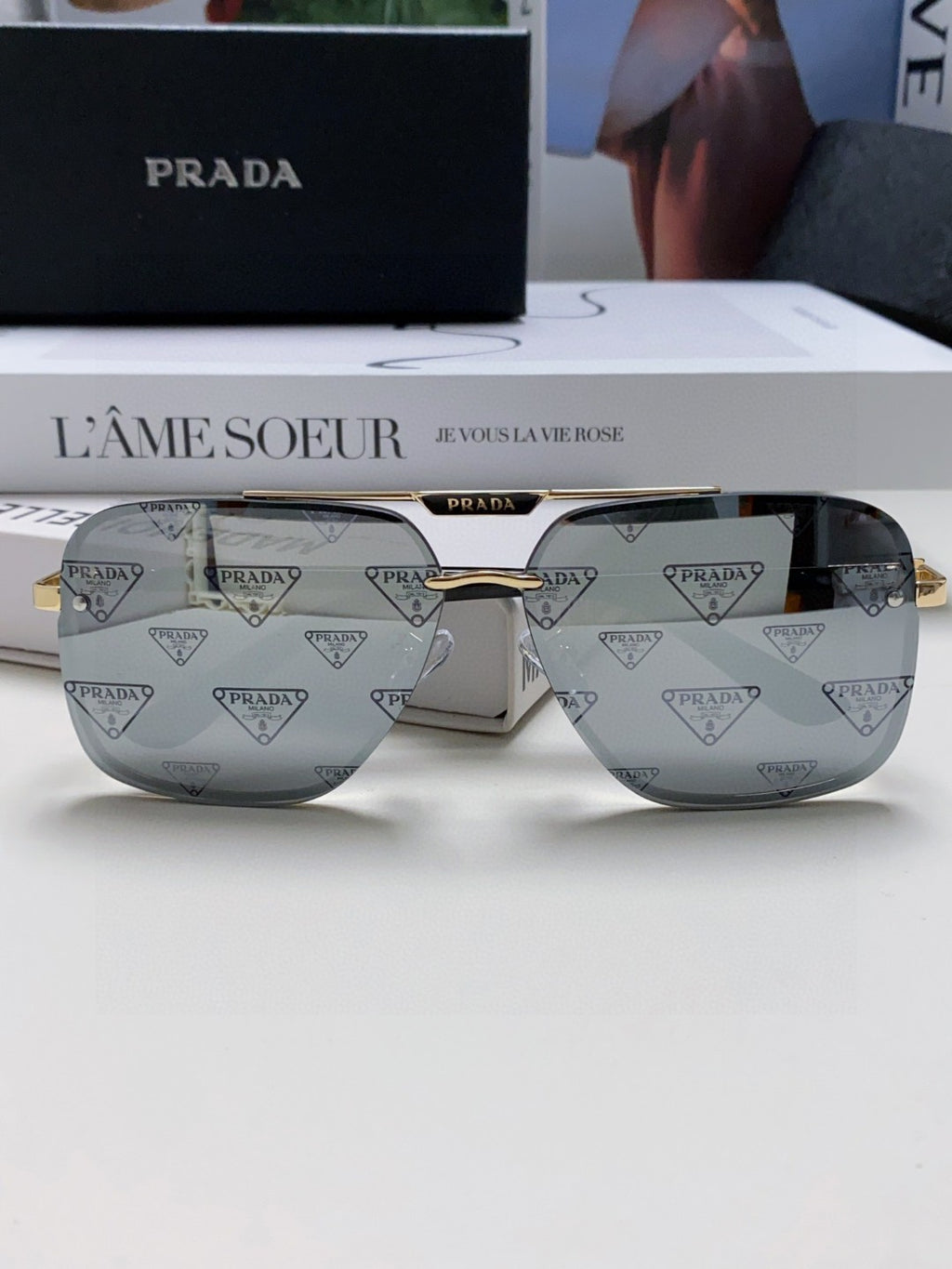 Prada Polarized Square Gray Lens Sunglasses for Men & Women - 465686 - detail image 6