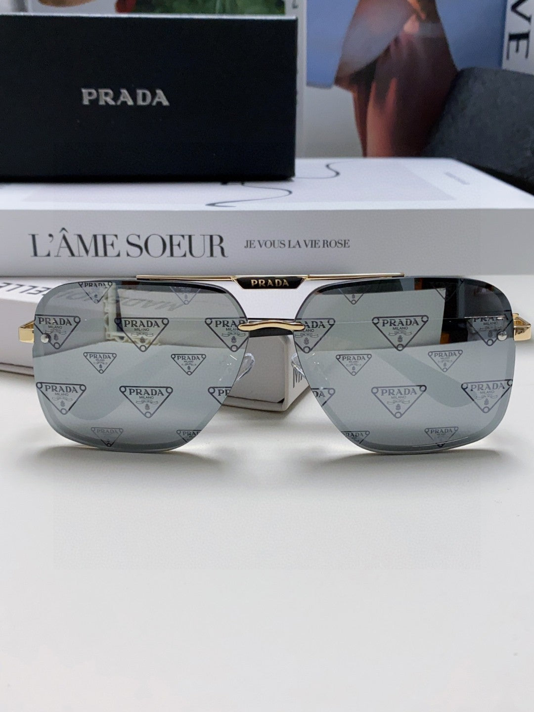 Prada Polarized Square Gray Lens Sunglasses for Men & Women - 465686 - detail image 6