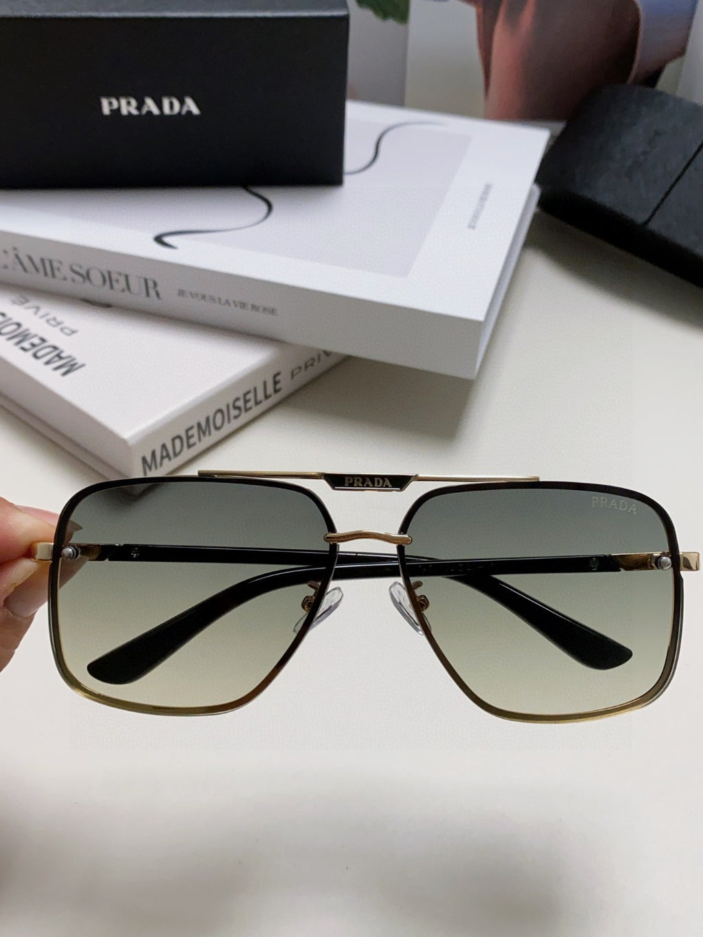 Prada Polarized Square Gray Lens Sunglasses for Men & Women - 465687 - detail image 3