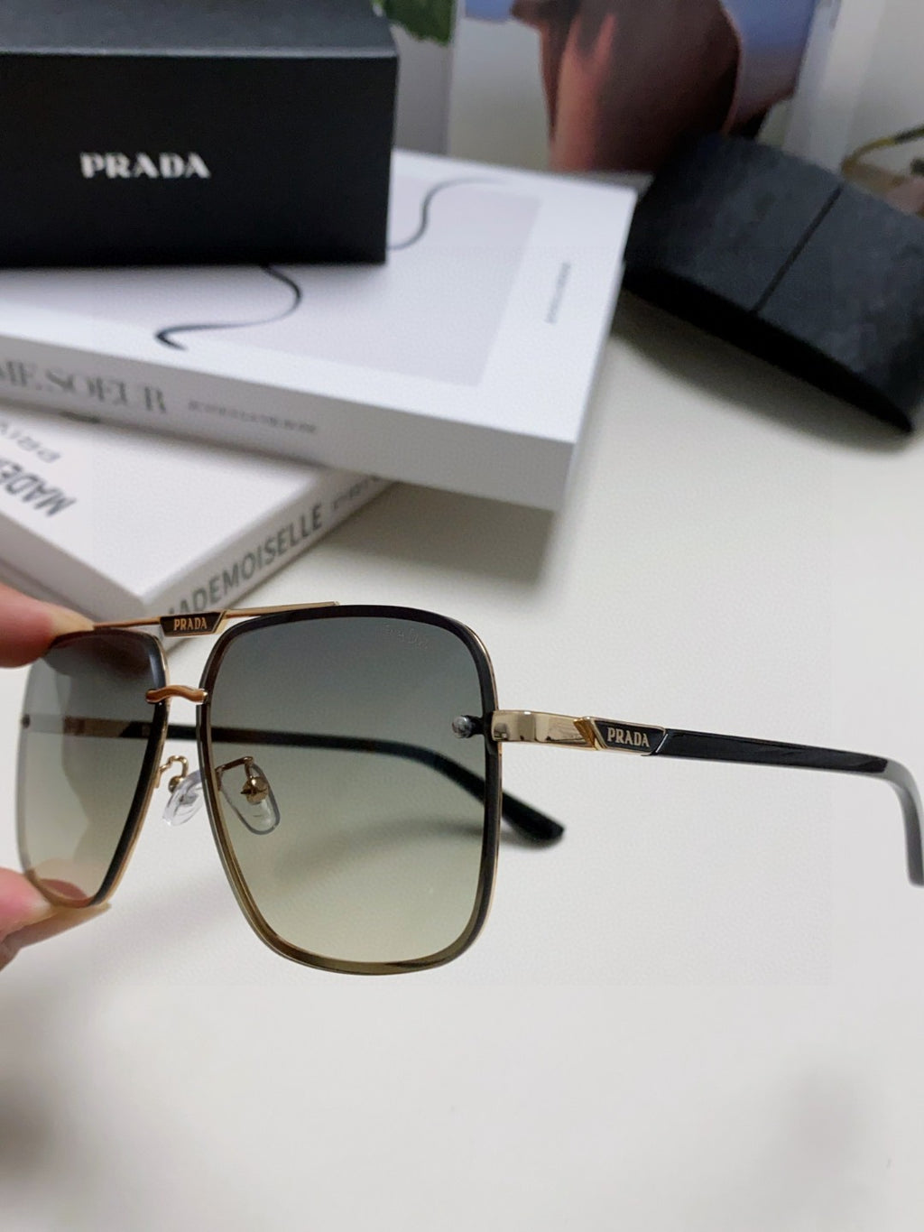 Prada Polarized Square Gray Lens Sunglasses for Men & Women - 465687 - detail image 5