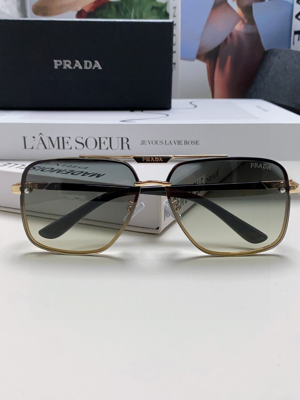 Prada Polarized Square Gray Lens Sunglasses for Men & Women - 465687 - detail image 6