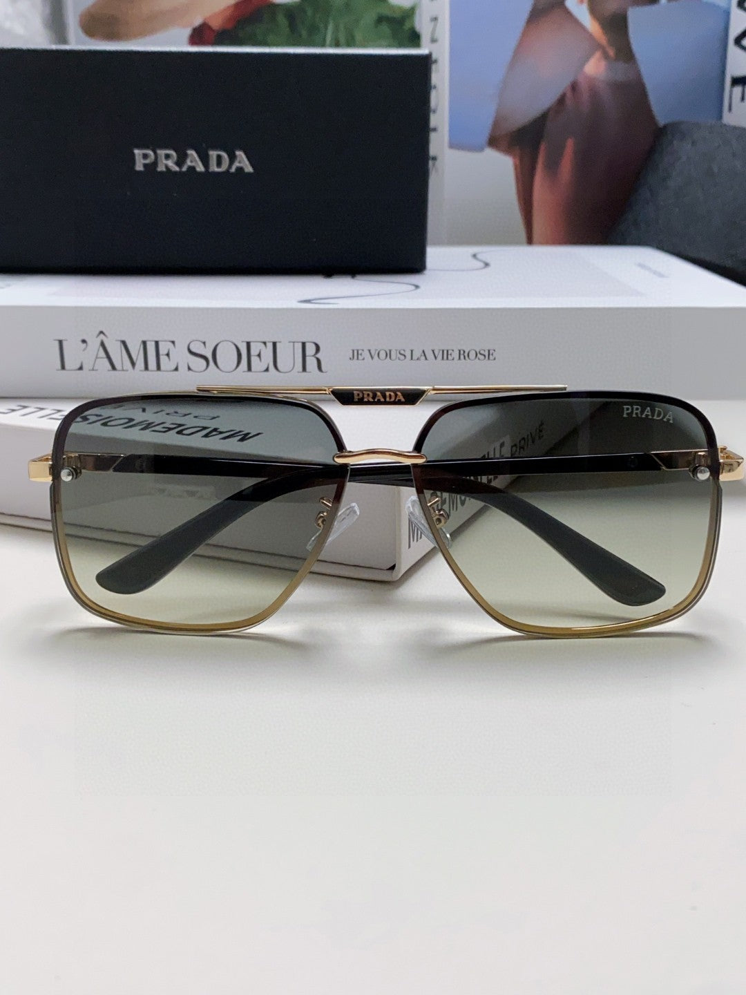 Prada Polarized Square Gray Lens Sunglasses for Men & Women - 465687 - detail image 6