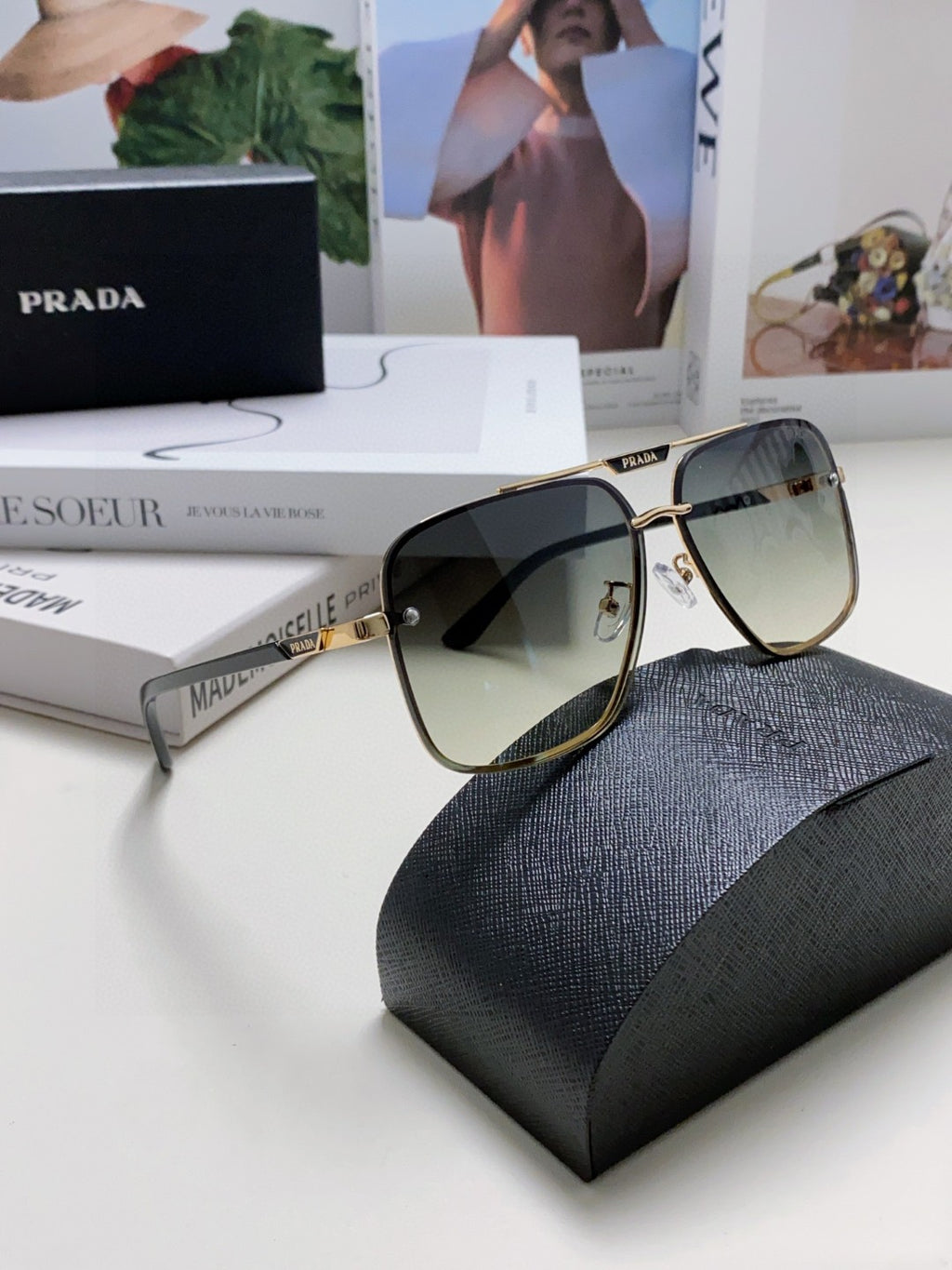 Prada Polarized Square Gray Lens Sunglasses for Men & Women - 465687 - detail image 7