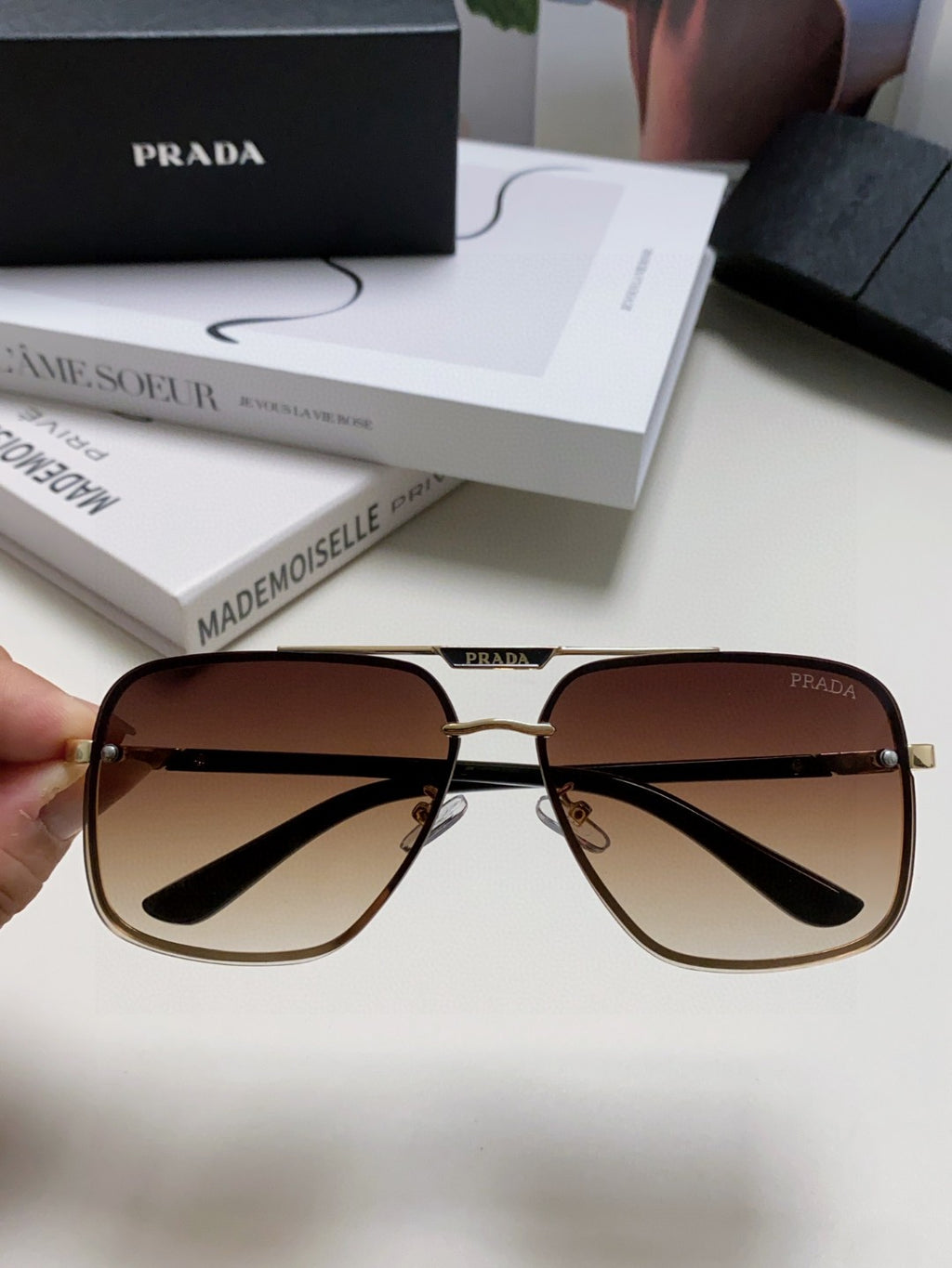 Prada Polarized Square Brown Lens Sunglasses for Men & Women - 465688 - detail image 2