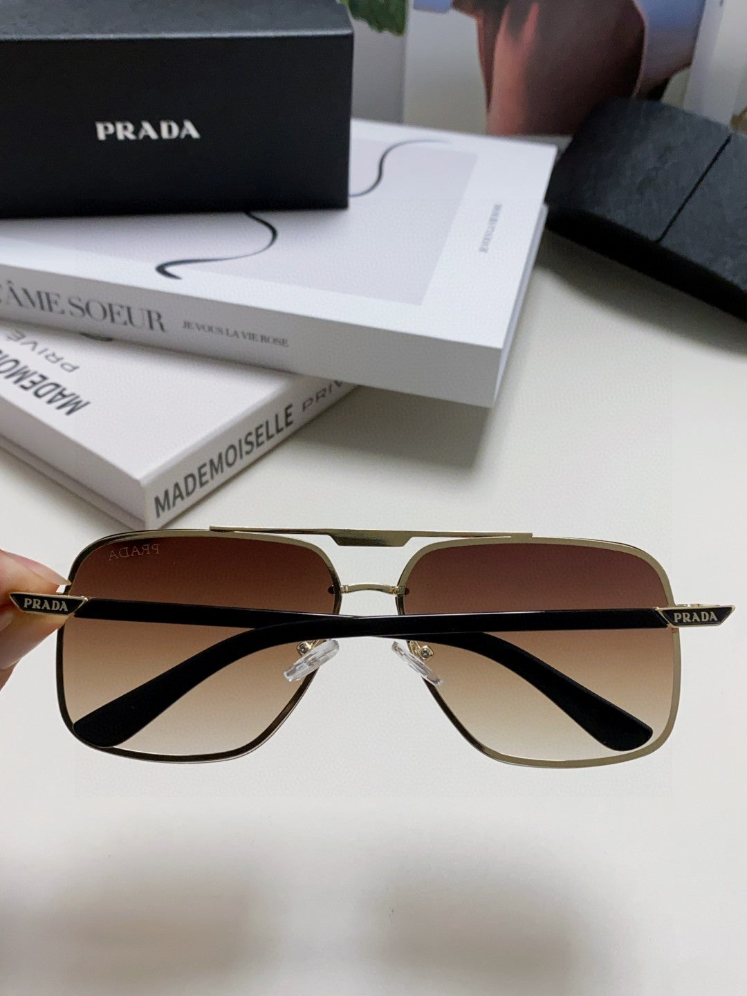 Prada Polarized Square Brown Lens Sunglasses for Men & Women - 465688 - detail image 3