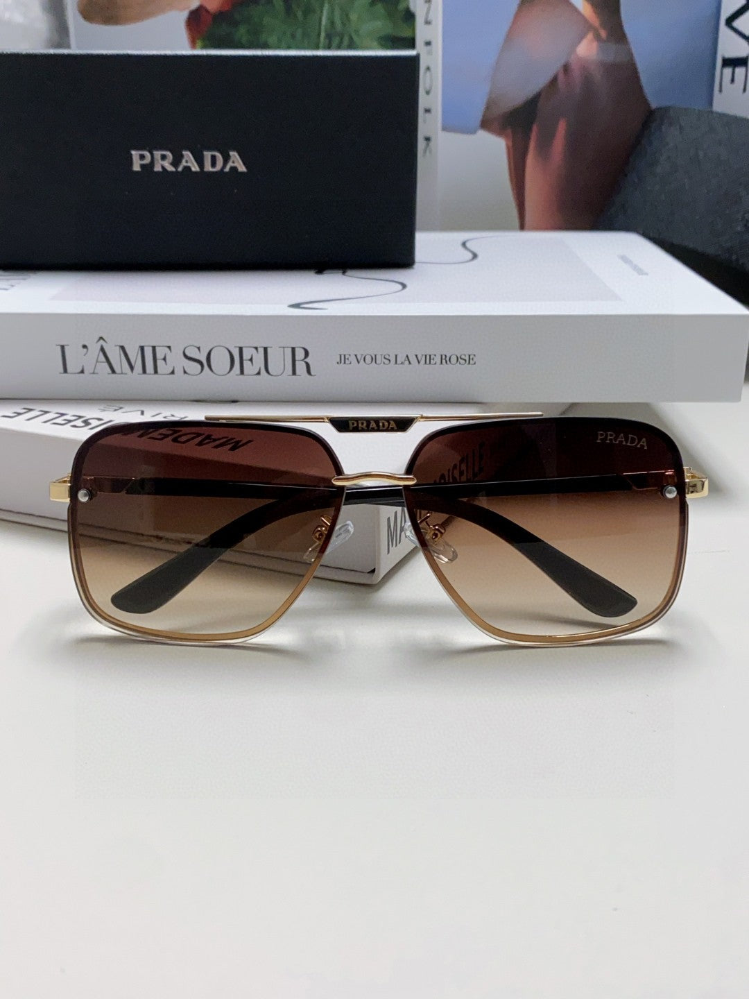 Prada Polarized Square Brown Lens Sunglasses for Men & Women - 465688 - detail image 5