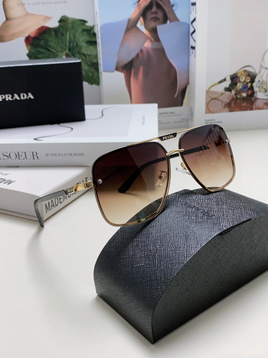 Prada Polarized Square Brown Lens Sunglasses for Men & Women - 465688 - detail image 6