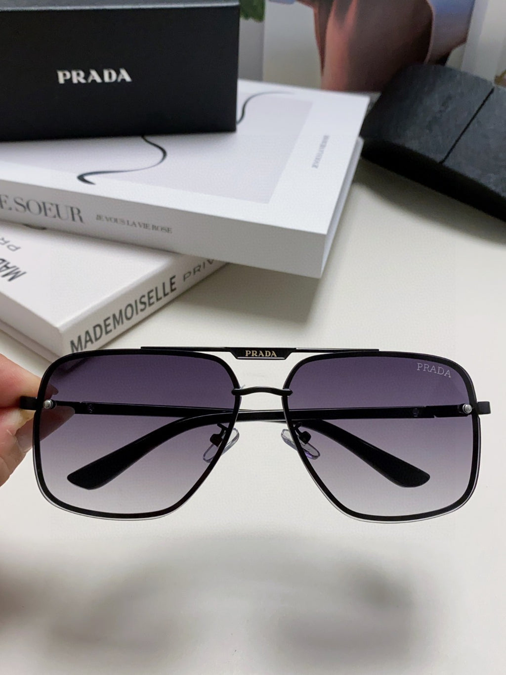 Prada Polarized Square Gray Lens Sunglasses for Men & Women - 465689 - detail image 3