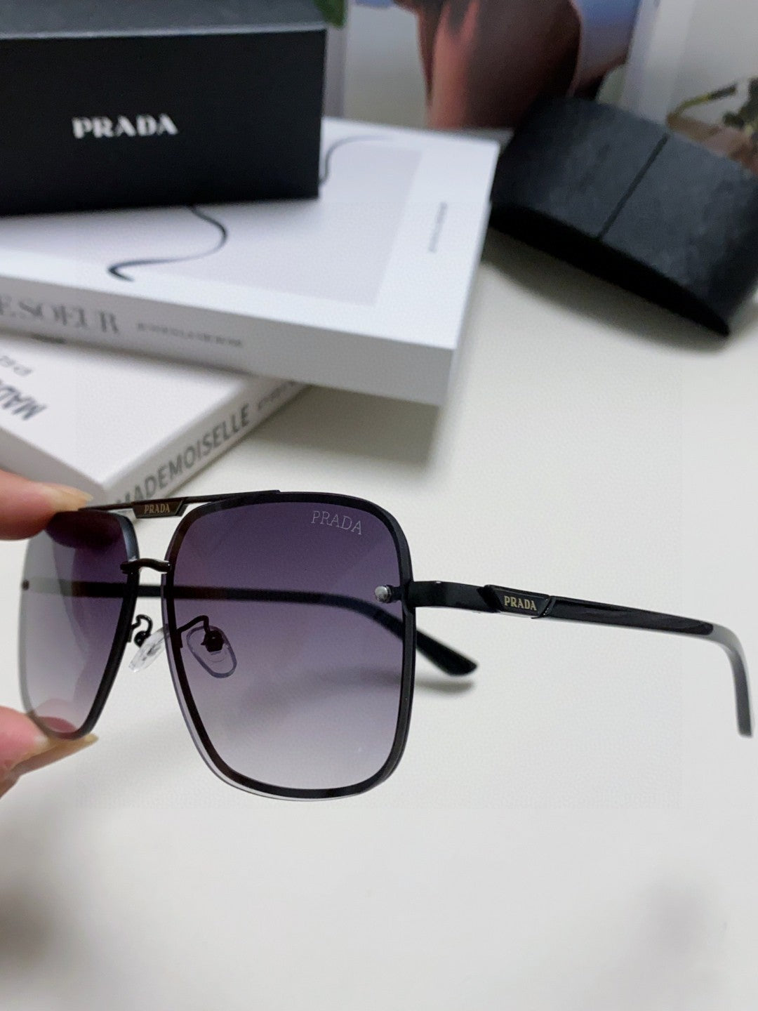 Prada Polarized Square Gray Lens Sunglasses for Men & Women - 465689 - detail image 5