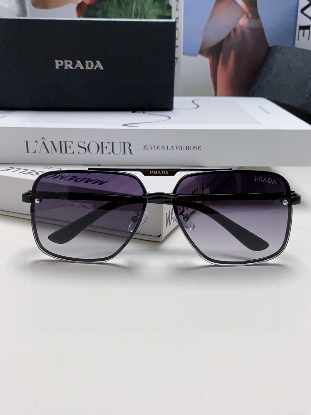 Prada Polarized Square Gray Lens Sunglasses for Men & Women - 465689 - detail image 6