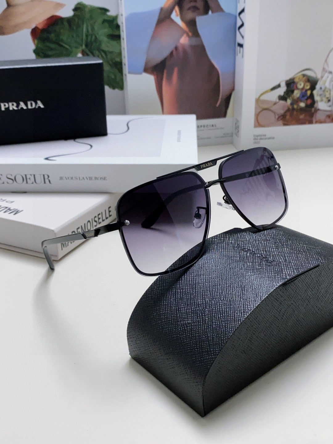 Prada Polarized Square Gray Lens Sunglasses for Men & Women - 465689 - detail image 7