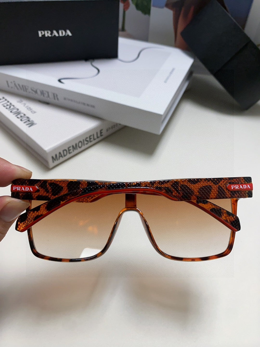 Prada Polarized Oversized Brown Lens Sunglasses for Men & Women - detail image 4