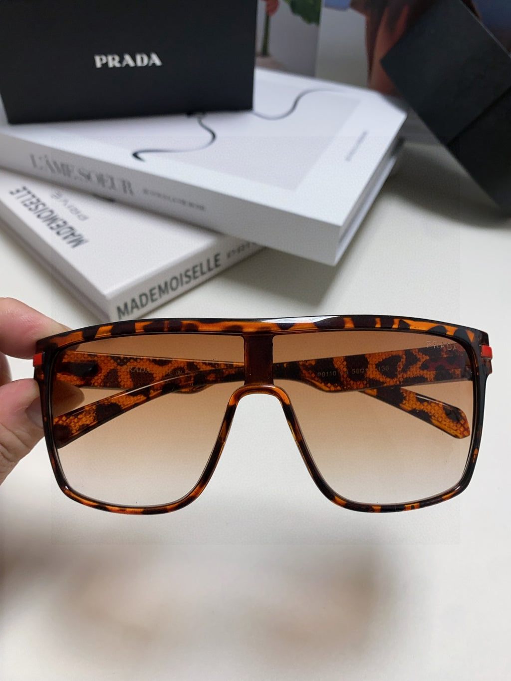 Prada Polarized Oversized Brown Lens Sunglasses for Men & Women - detail image 3
