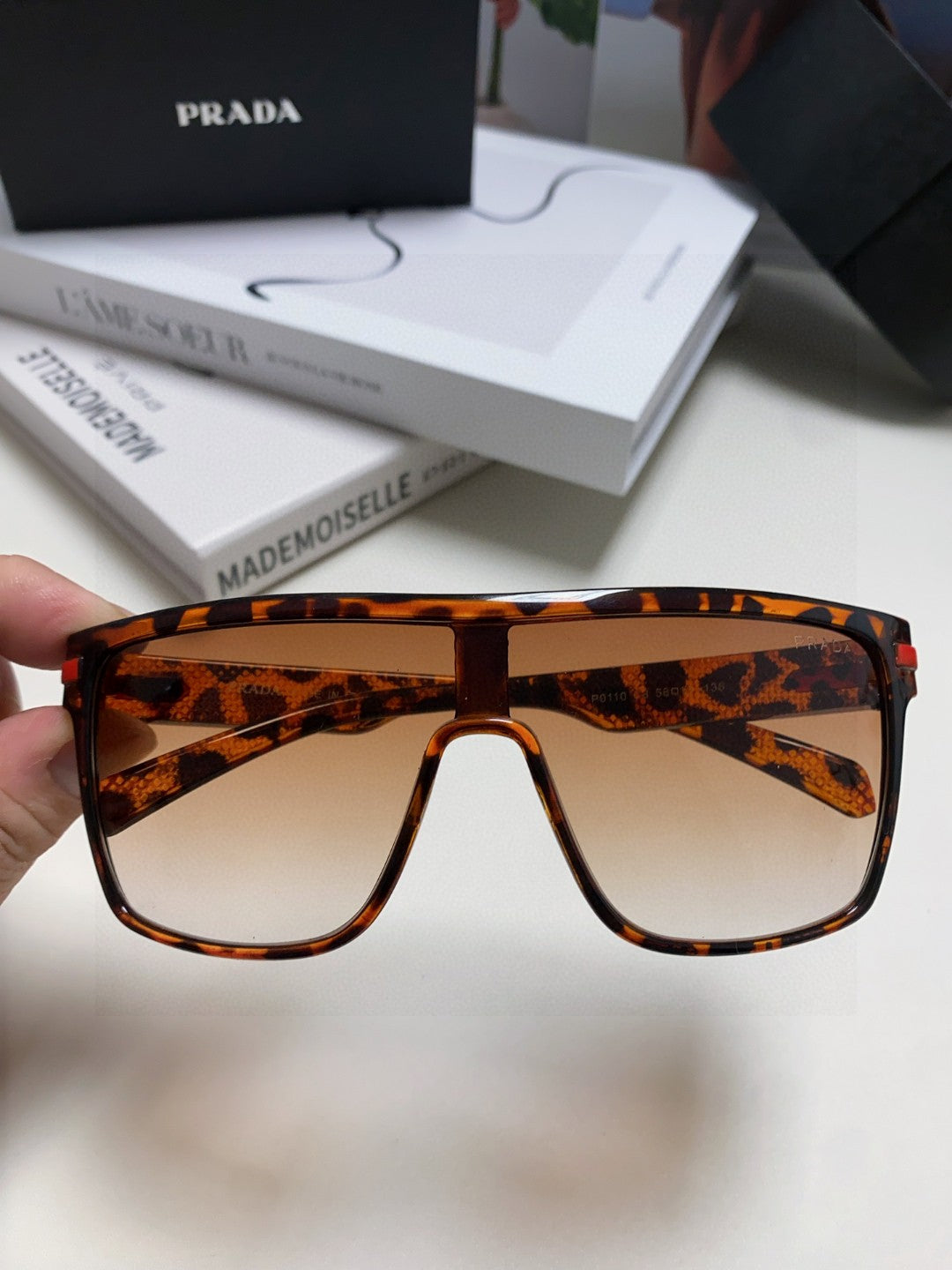Prada Polarized Oversized Brown Lens Sunglasses for Men & Women - detail image 3