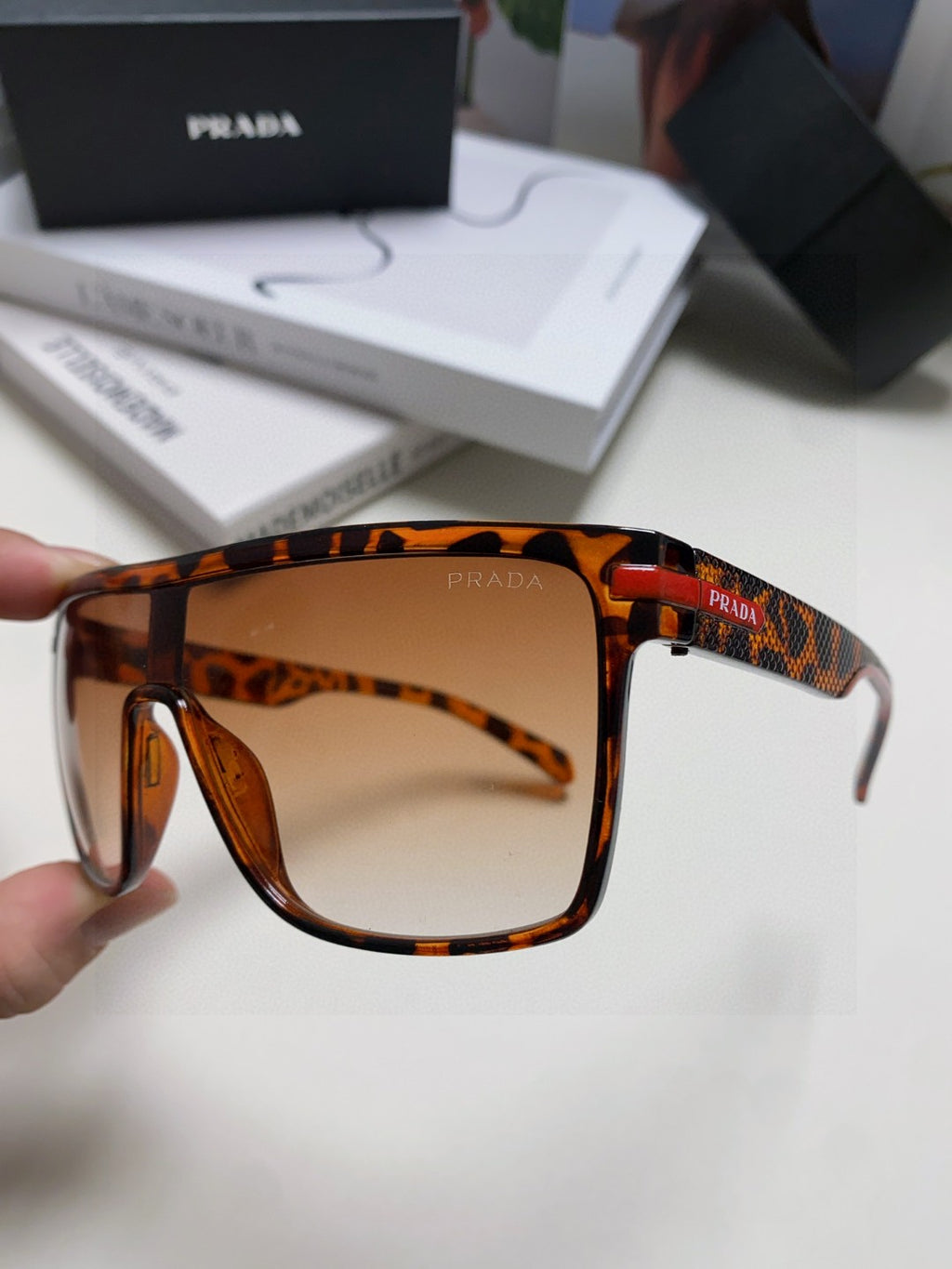 Prada Polarized Oversized Brown Lens Sunglasses for Men & Women - detail image 5
