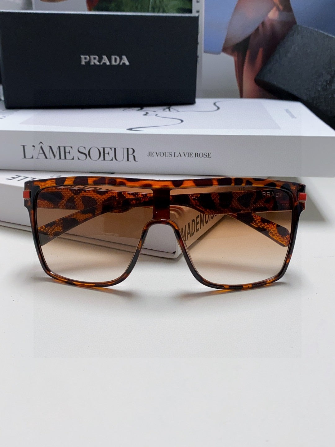 Prada Polarized Oversized Brown Lens Sunglasses for Men & Women - detail image 6